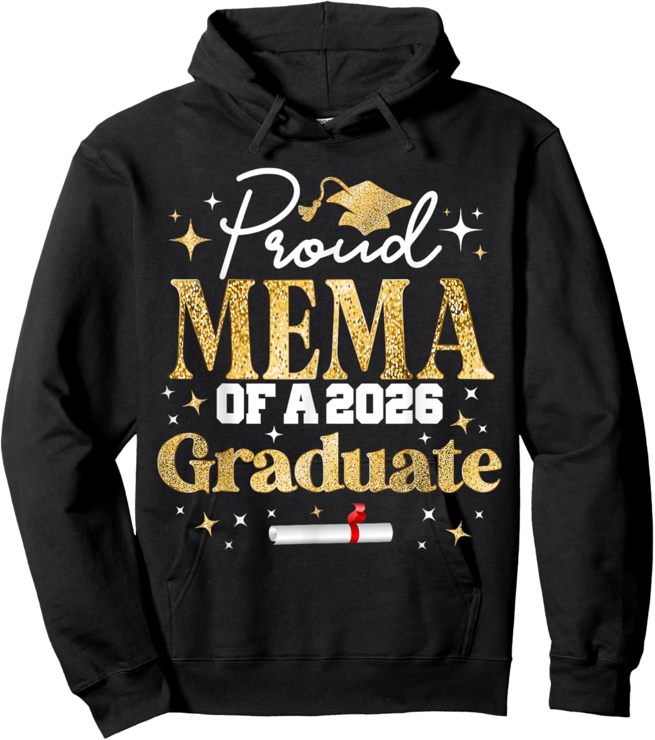 Proud Mema of a Class of 2026 Graduate Senior Graduation Hoodie - Hoodie | Black