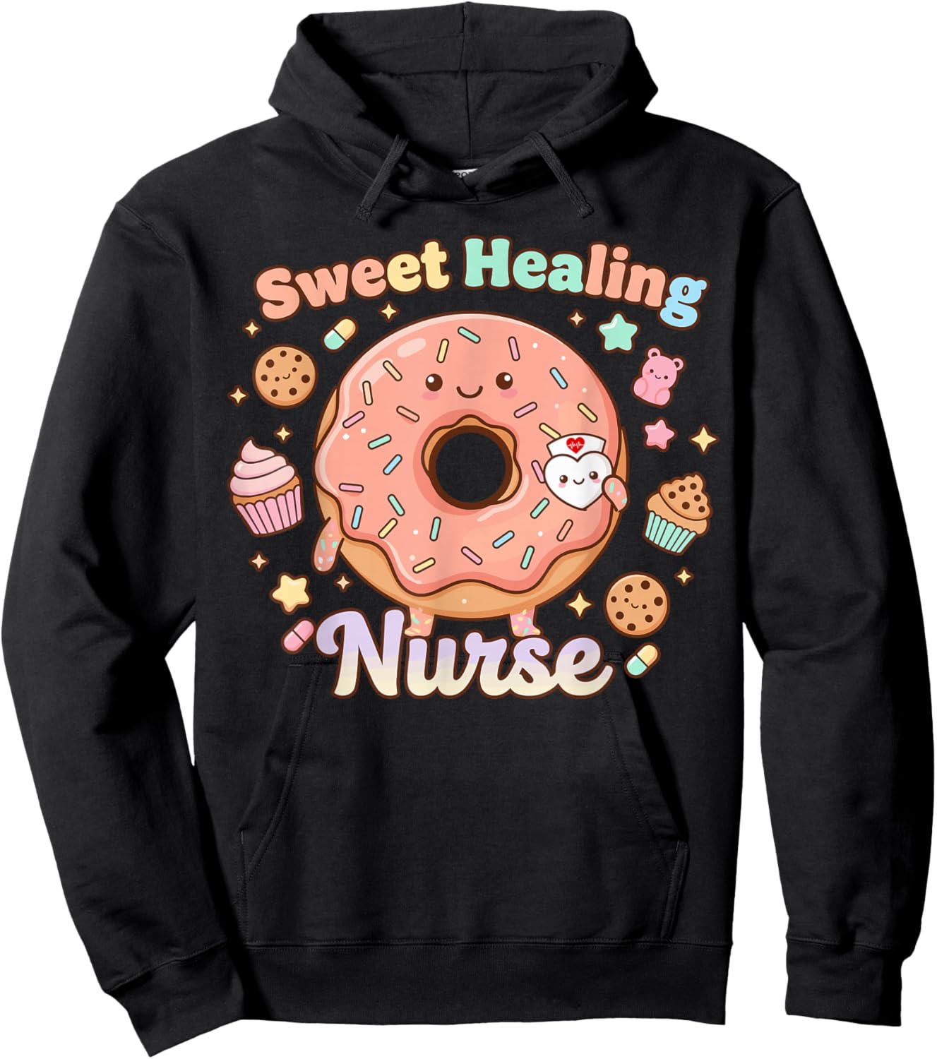 Nurse Life Cute Sweet Healing RN Caring Positive Saying Hoodie - Hoodie | Black