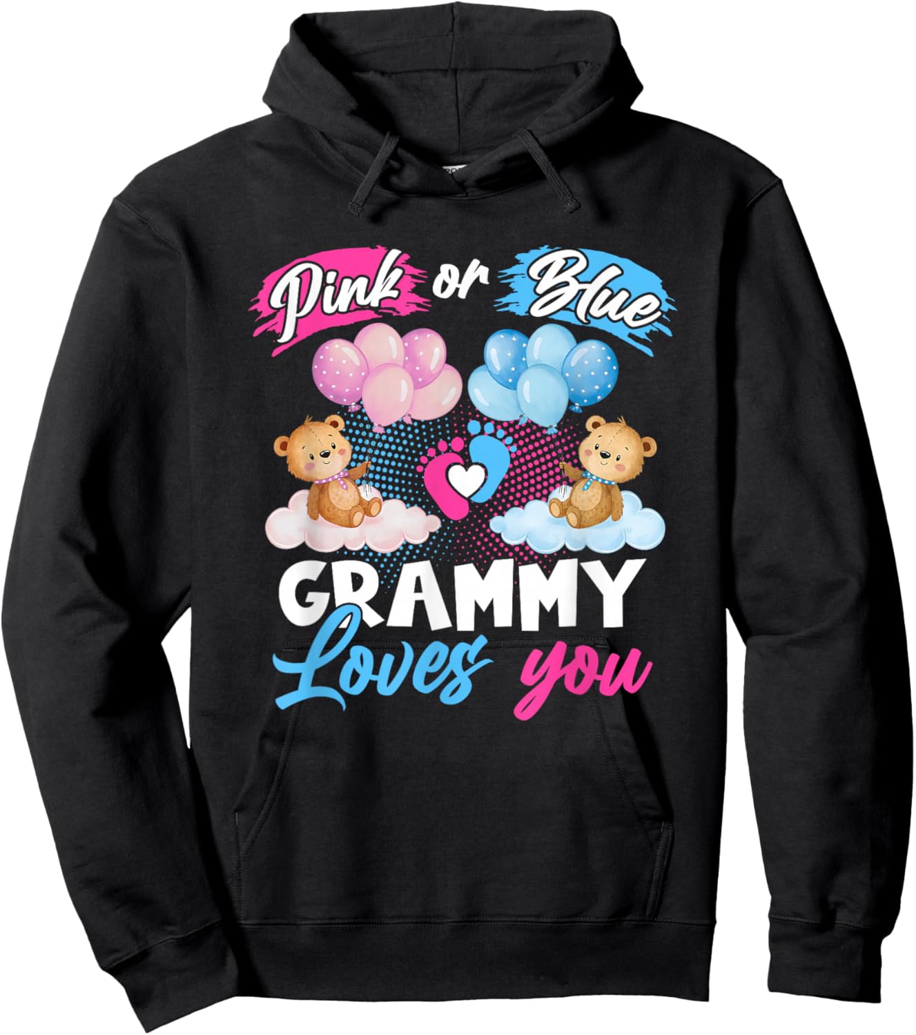 Bears Pink Or Blue Grammy Loves You Gender Reveal Hoodie - Hoodie | Black