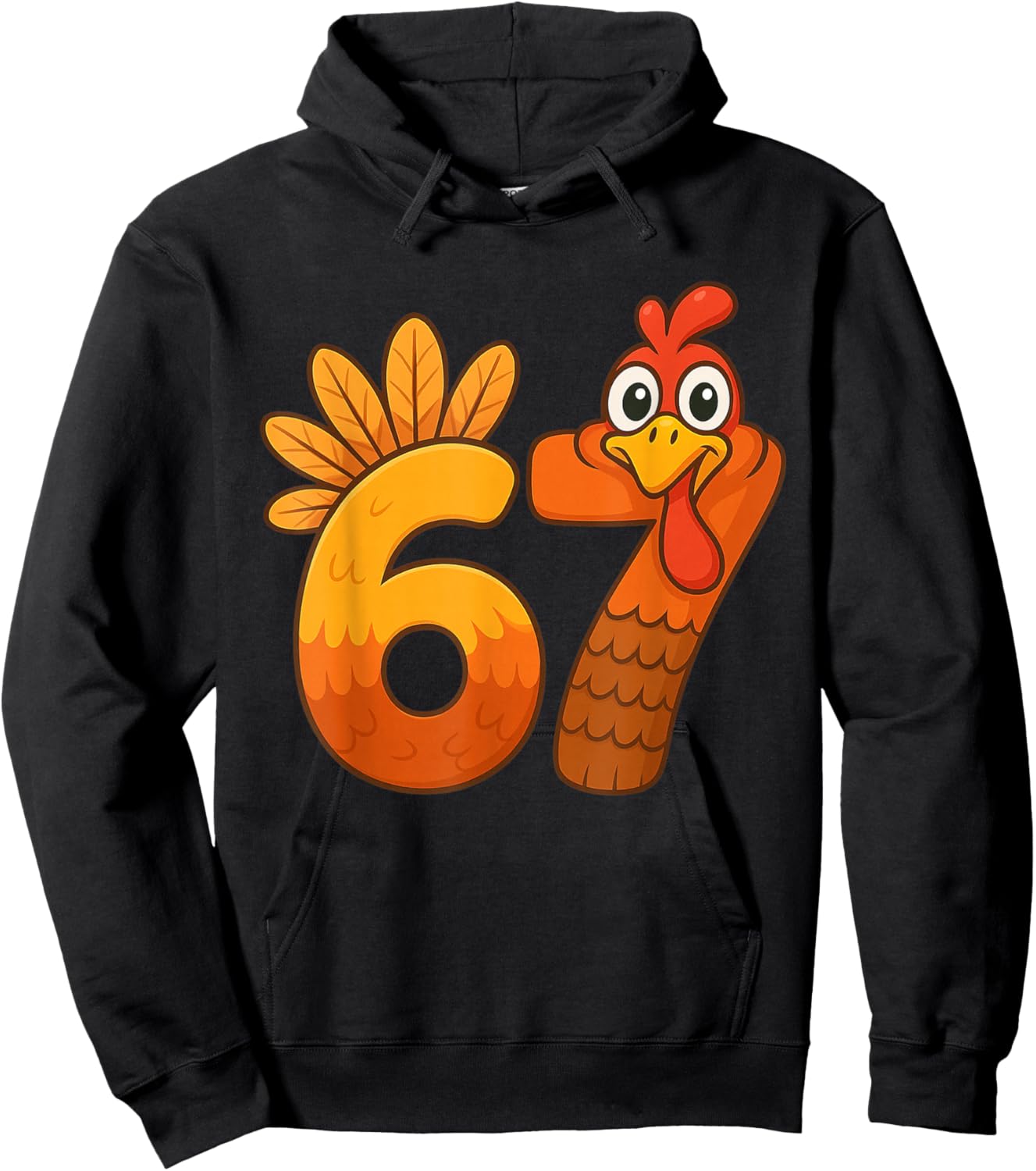 Funny Six Seven 6 7 Meme Thanksgiving Kids Boys Girls Turkey Hoodie - Hoodie | Black