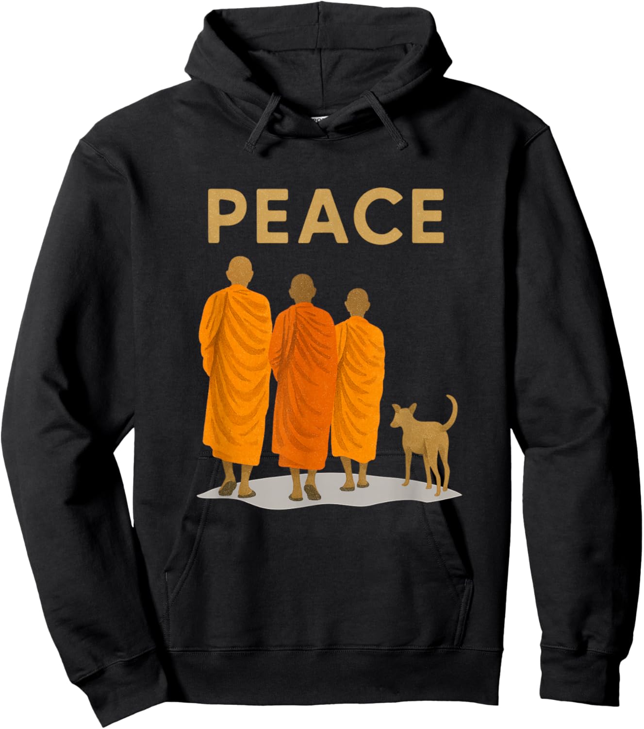 Peace Walking Monk & Dog Zen Art Hoodie - Hoodie | Black