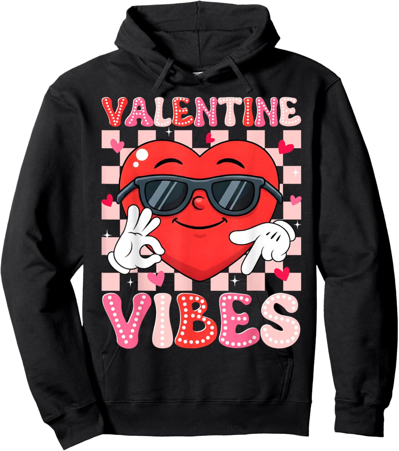 Valentine Vibes Six Seven 6 7 Meme Slang Heart Boy Girl Kids Hoodie - Hoodie | Black
