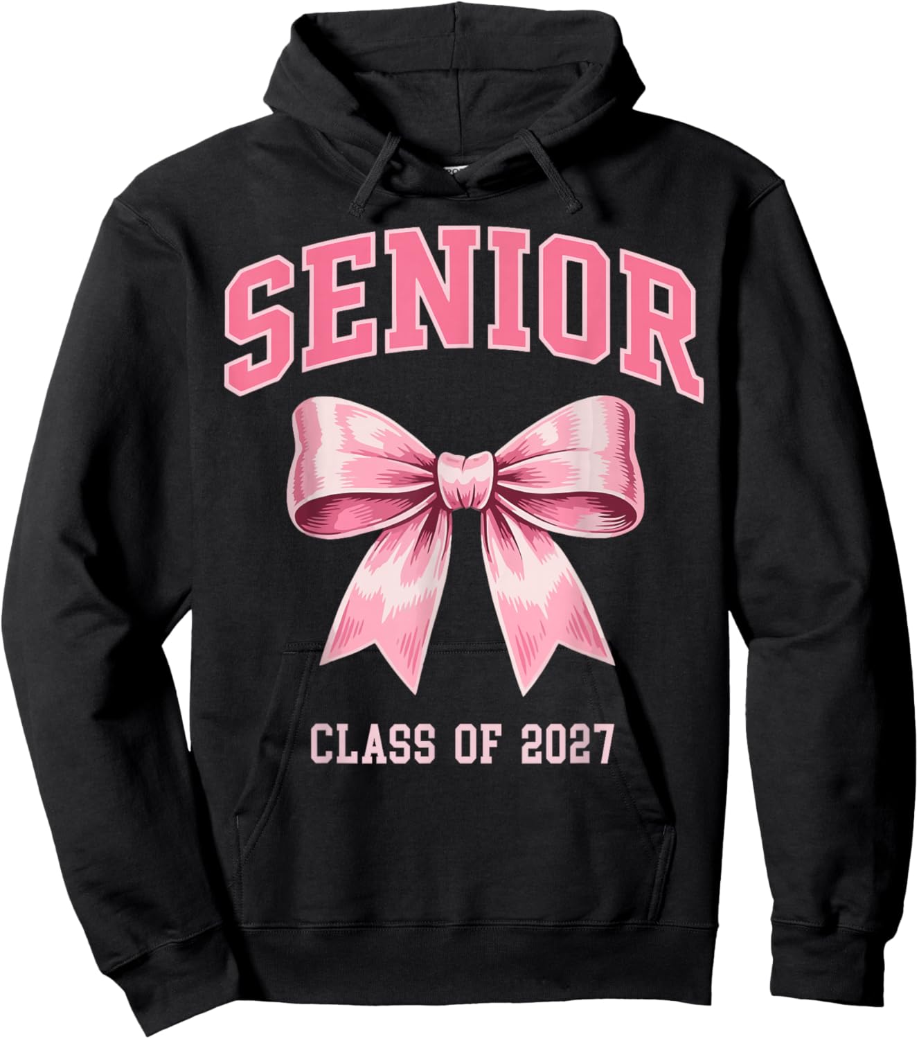 Senior 2027 Class of 2027 Coquette Pink Bow Graduation 2027 Hoodie - Hoodie | Black