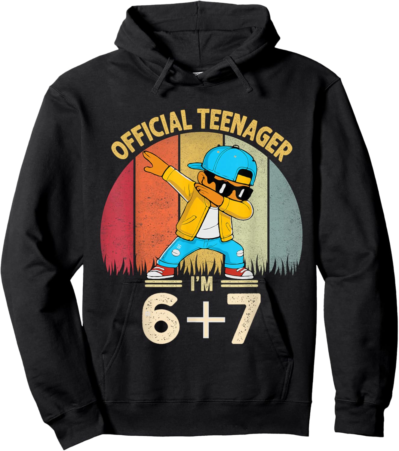 13th Birthday Boys Official Teenager Six Seven Dabbing Retro Hoodie - Hoodie | Black
