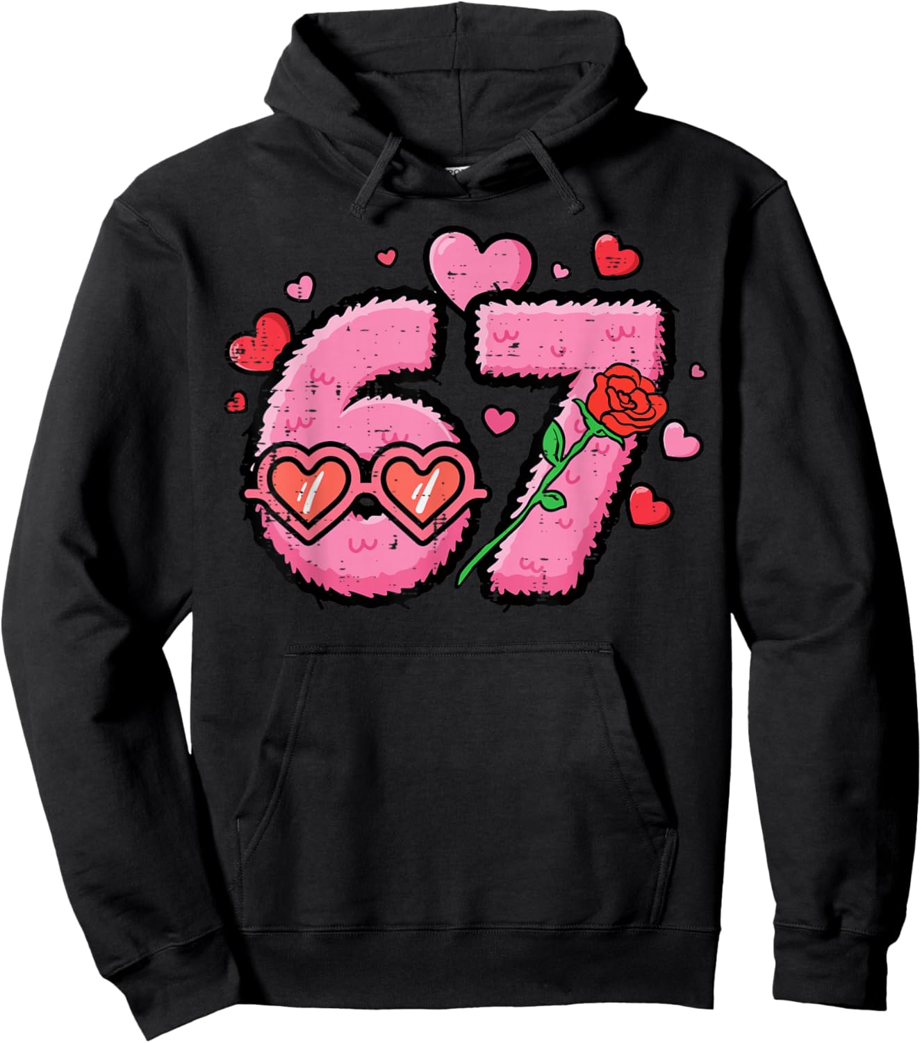 Valentines Day 6 7 Hearts 67 Six Seven Meme Boys Kids Youth Hoodie - Hoodie | Black