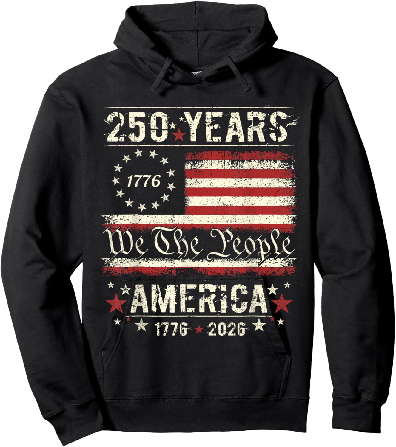 250th American Anniversary Independence 250 Years of Freedom Hoodie - Hoodie | Black