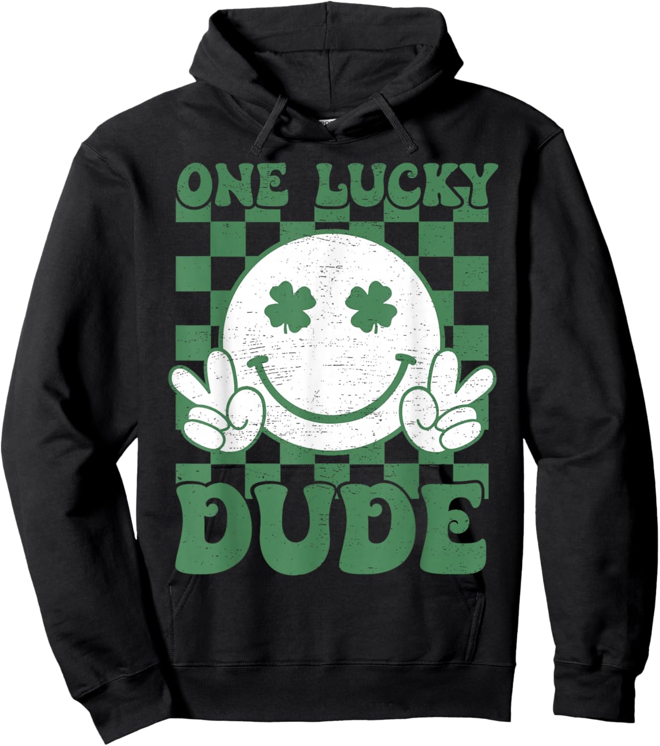 One Lucky Dude Groovy St Patrick Day Toddler Boys Kids Hoodie - Hoodie | Black