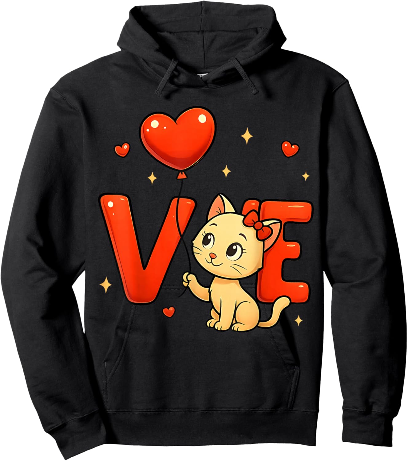 Happy Meowentine's Day Cute Cat Heart Valentine's Day Hoodie - Hoodie | Black