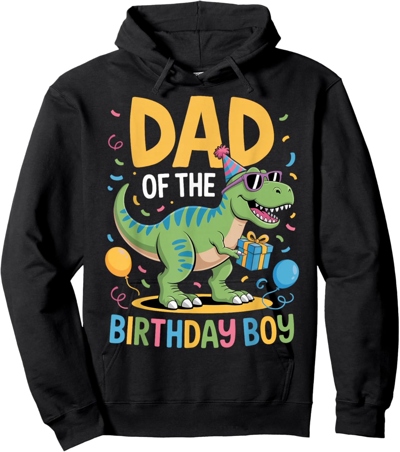Dad of The Birthday Party Outfit Dinosaur Squad Daddy Hoodie - Hoodie | Black
