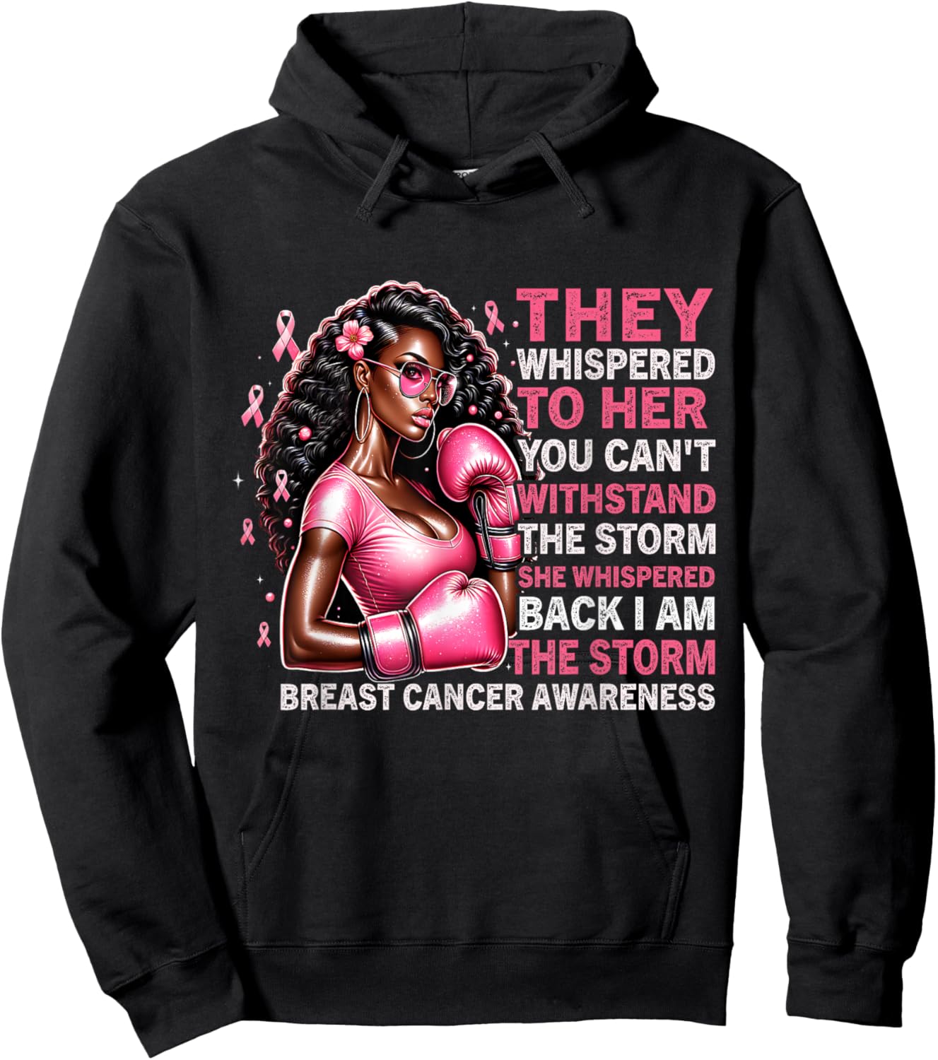 I'm The Storm Survivor Black Woman Breast Cancer Awareness Hoodie - Hoodie | Black
