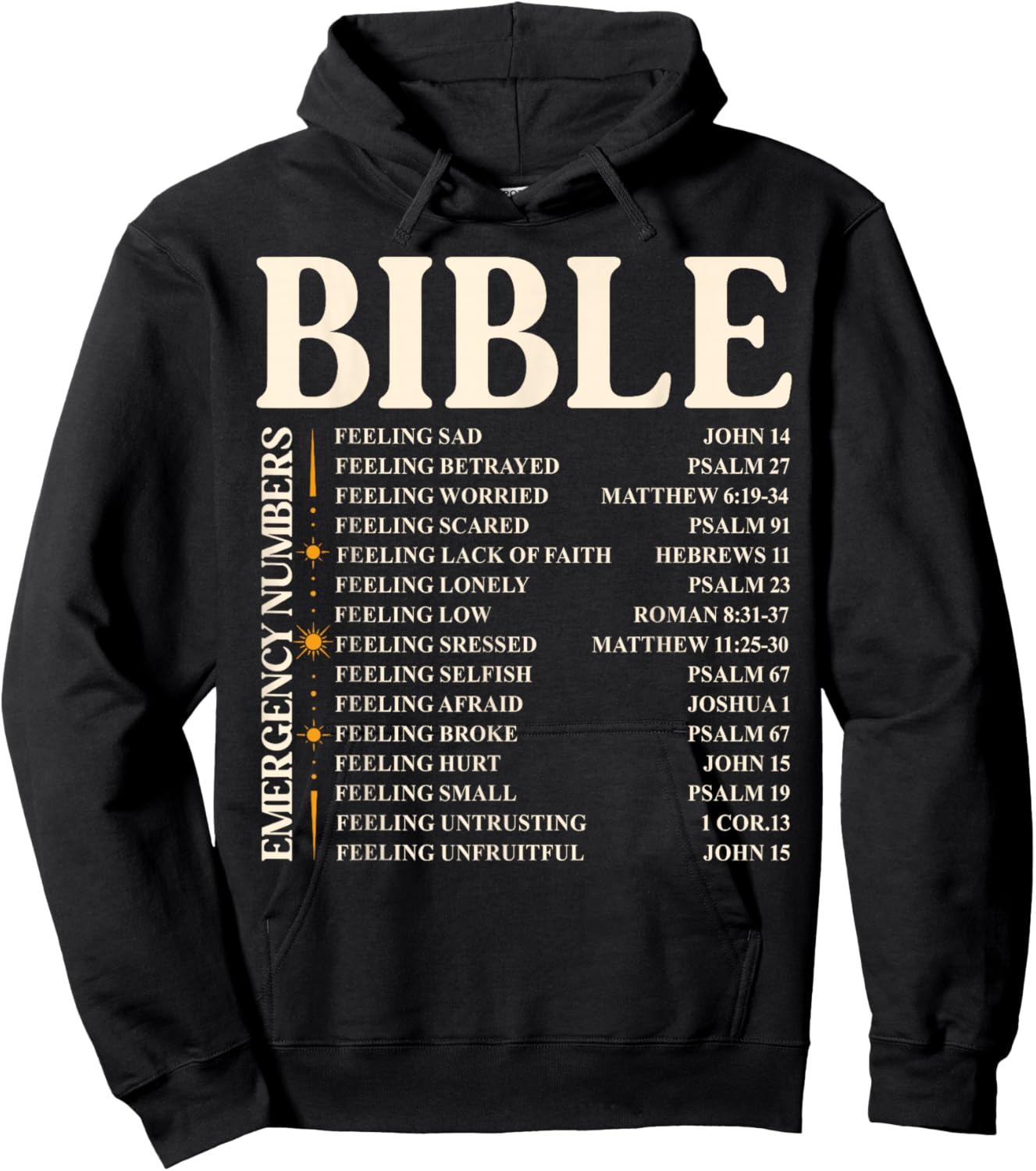 Bible Emergency Numbers - Funny Christian Bible & Jesus Hoodie - Hoodie | Black