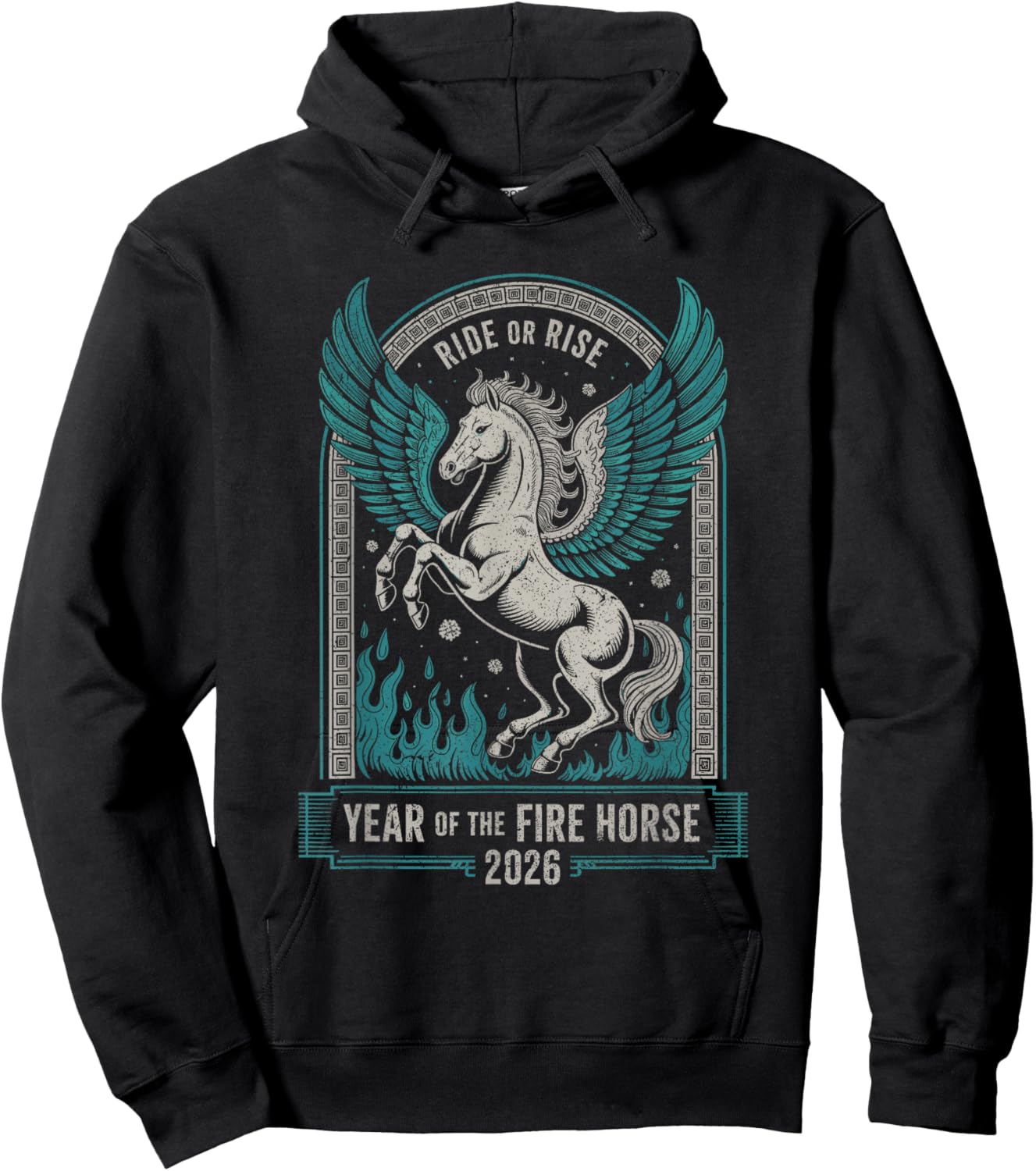 Fire Year of The Horse – Chinese Zodiac New Year 2026 Hoodie - Hoodie | Black