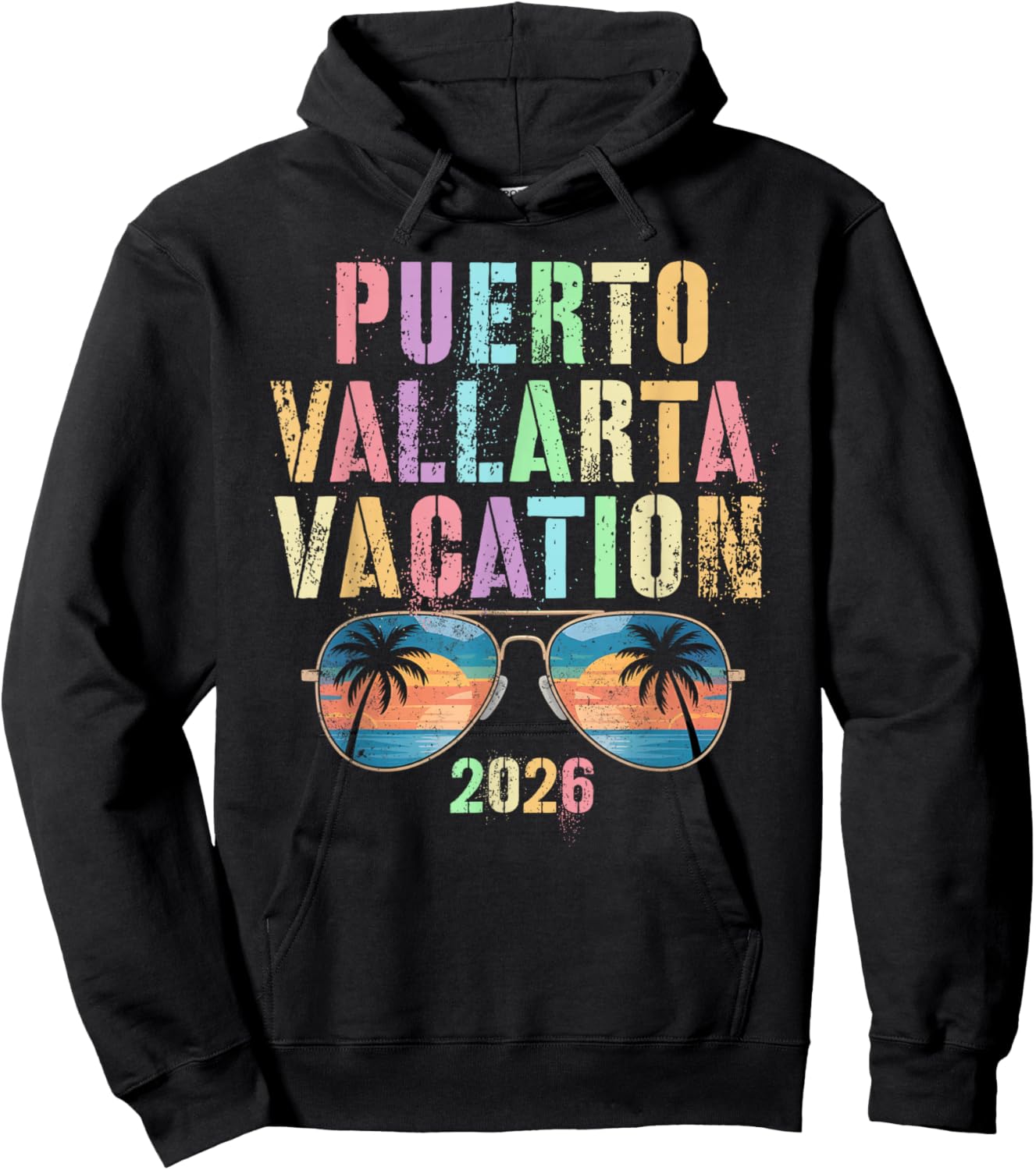 Vintage Puerto Vallarta Vacation 2026 Trip Beaching Vacay Hoodie - Hoodie | Black