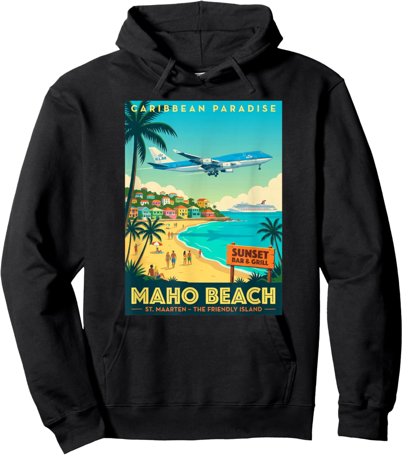 St. Maarten Caribbean Islands Palm Tree Vintage Beach Hoodie - Hoodie | Black