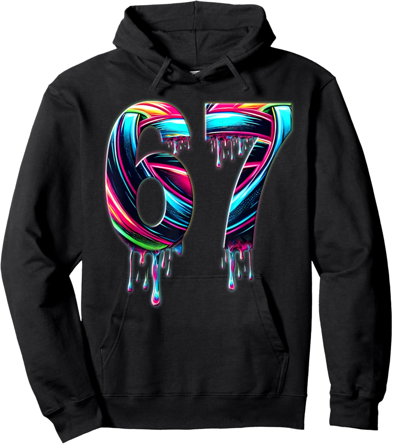 67 Six Seven 6 7 Meme Design Funny 6 7 Hoodie - Hoodie | Black