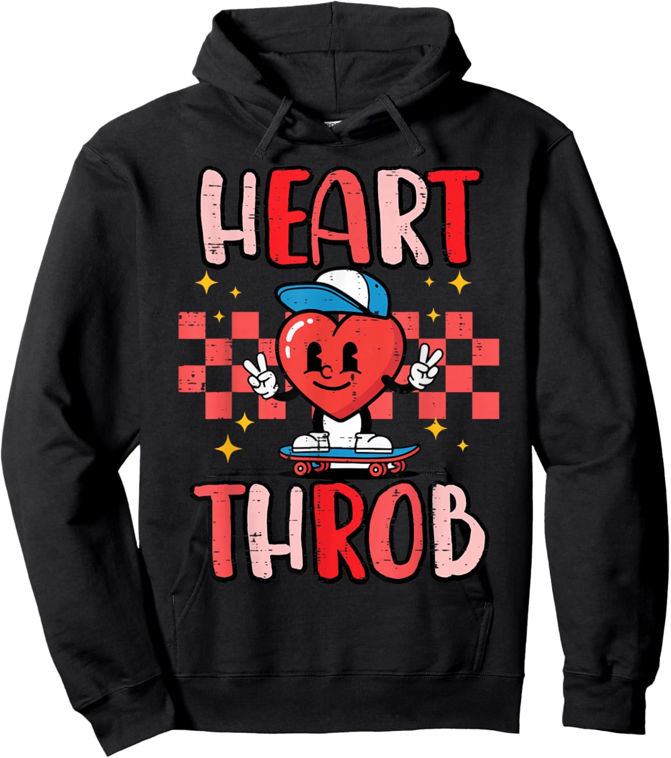Valentines Day Heart Throb Skateboard Cute Toddler Boys Kids Hoodie - Hoodie | Black