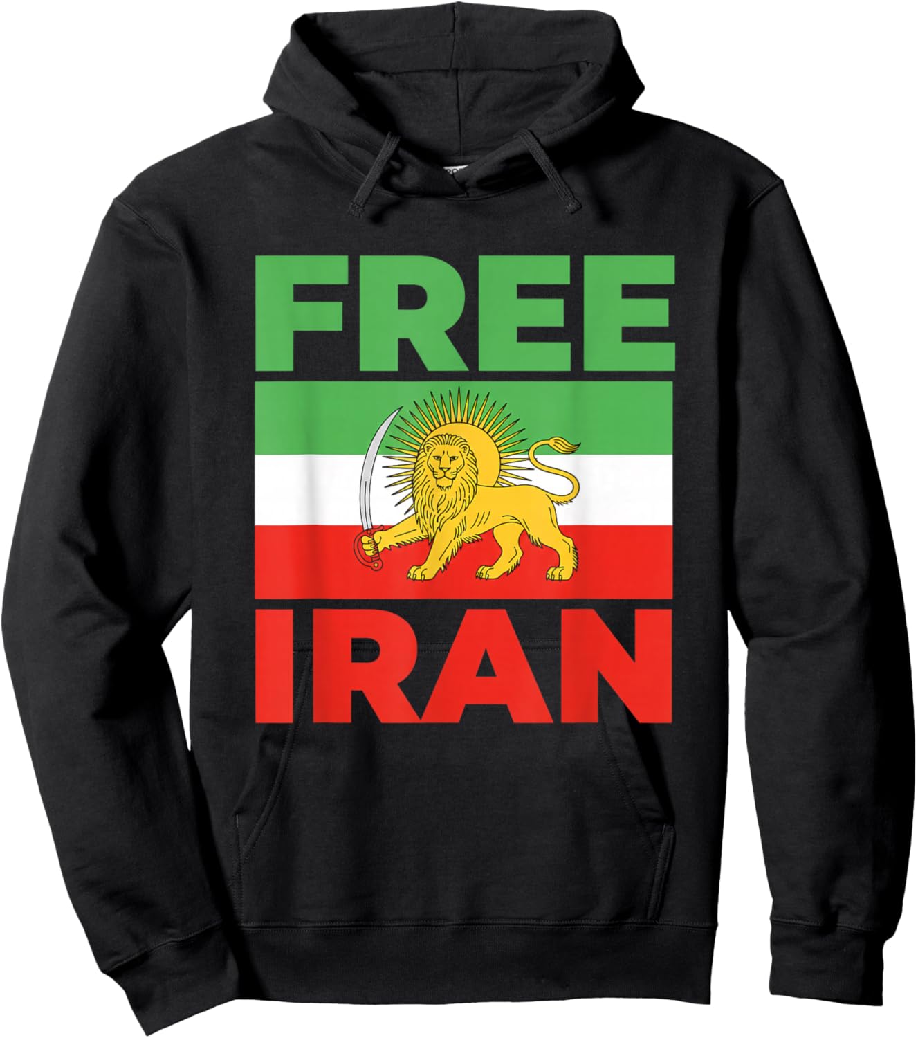 Free Iran Lion Flag Protest Solidarity Human Rights Activist Hoodie - Hoodie | Black