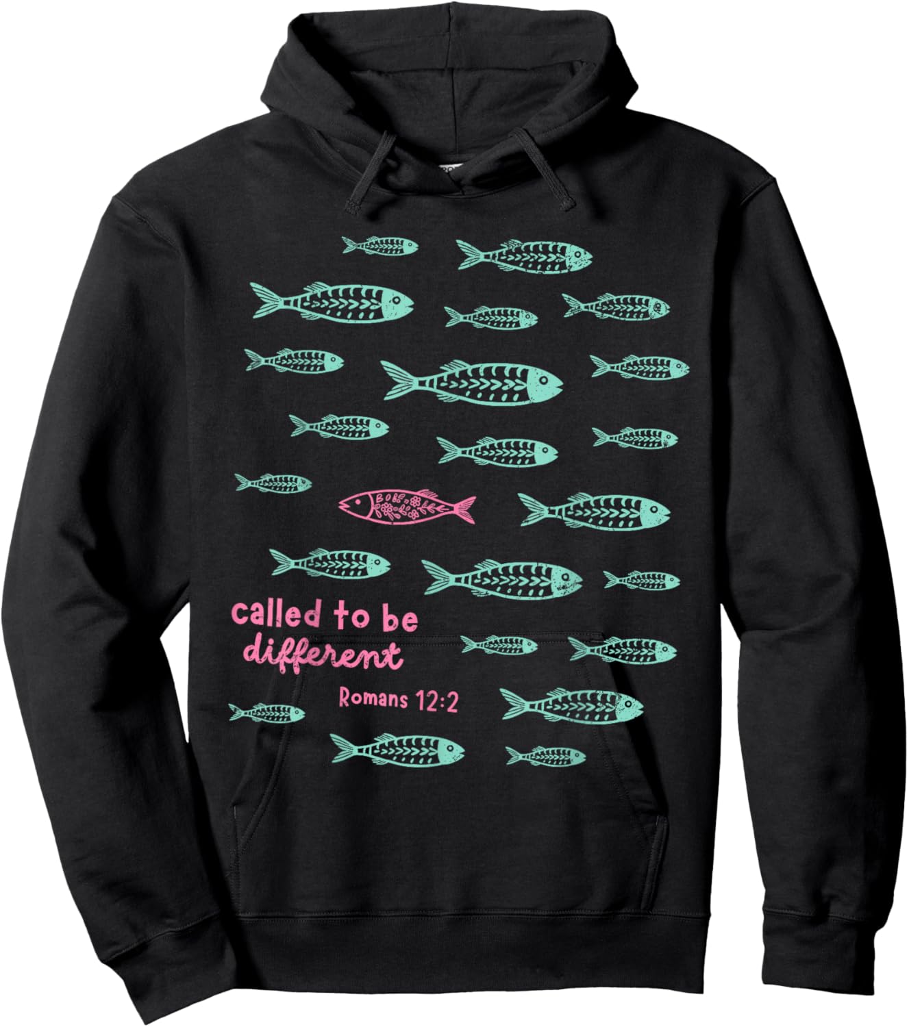 Called to Be Different Romans 12:2 Christian Fish Hoodie - Hoodie | Black