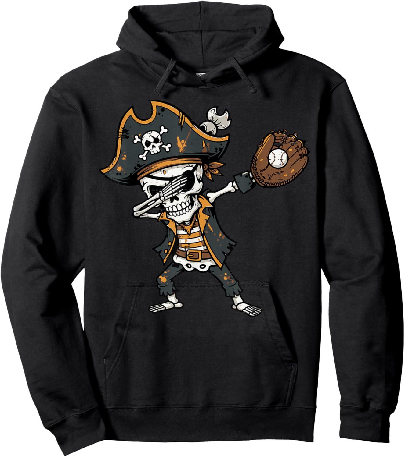 Dabbing Pirate Skeleton Baseball Dab Costume Boys Kids Men Hoodie - Hoodie | Black