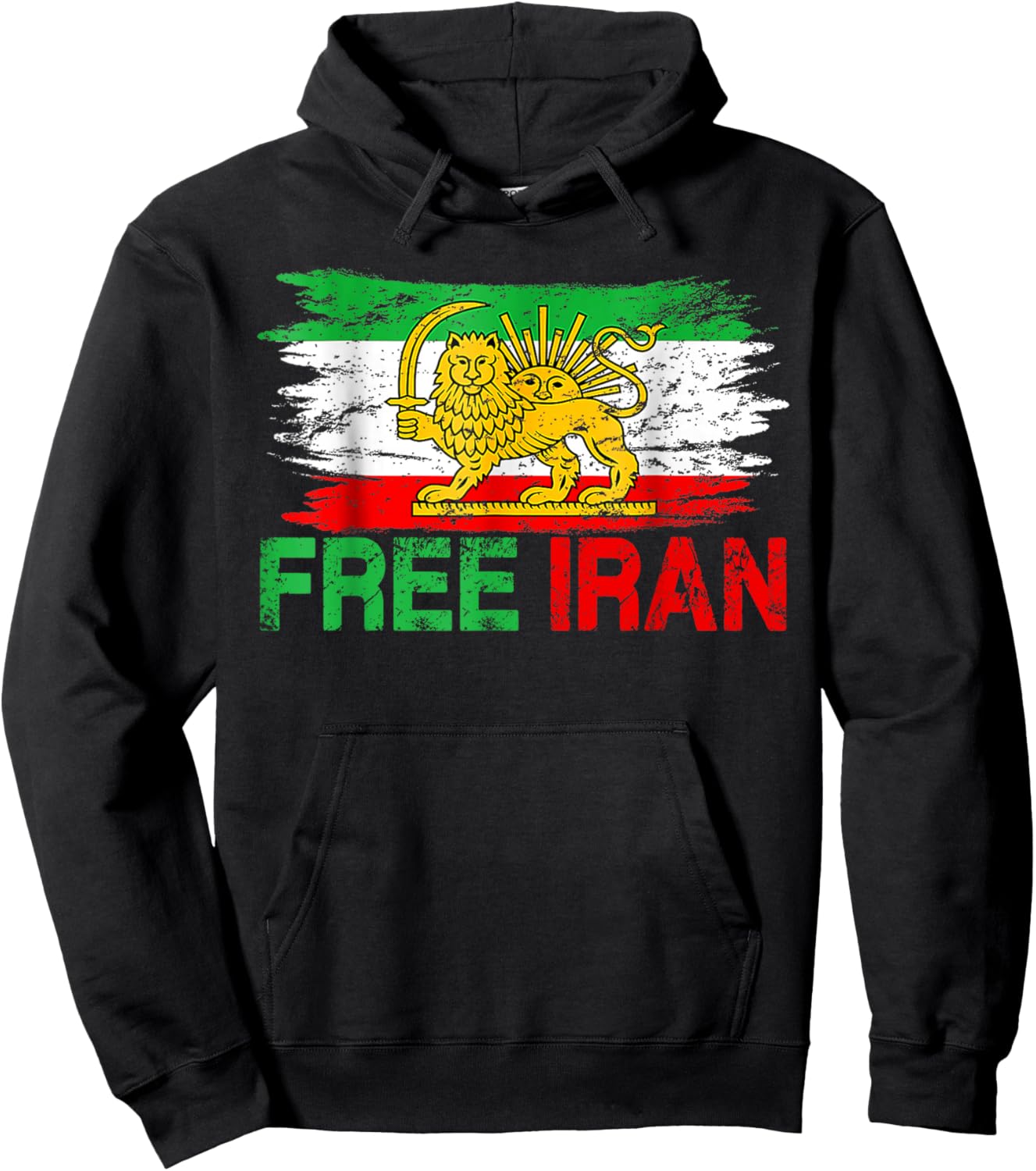 Free Iran T Iranian Flag Lion Hoodie - Hoodie | Black