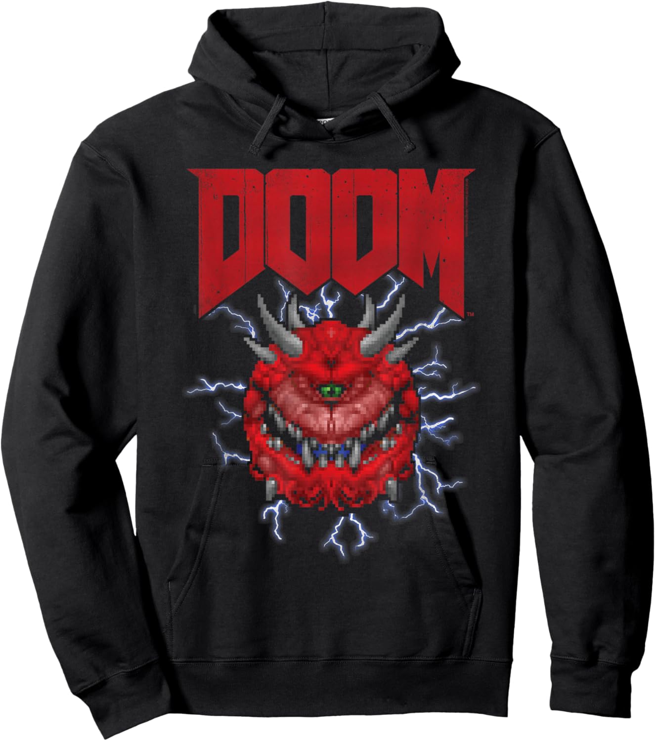 Doom Cacodemon with Lightning Distressed Video Game Hoodie - Hoodie | Black
