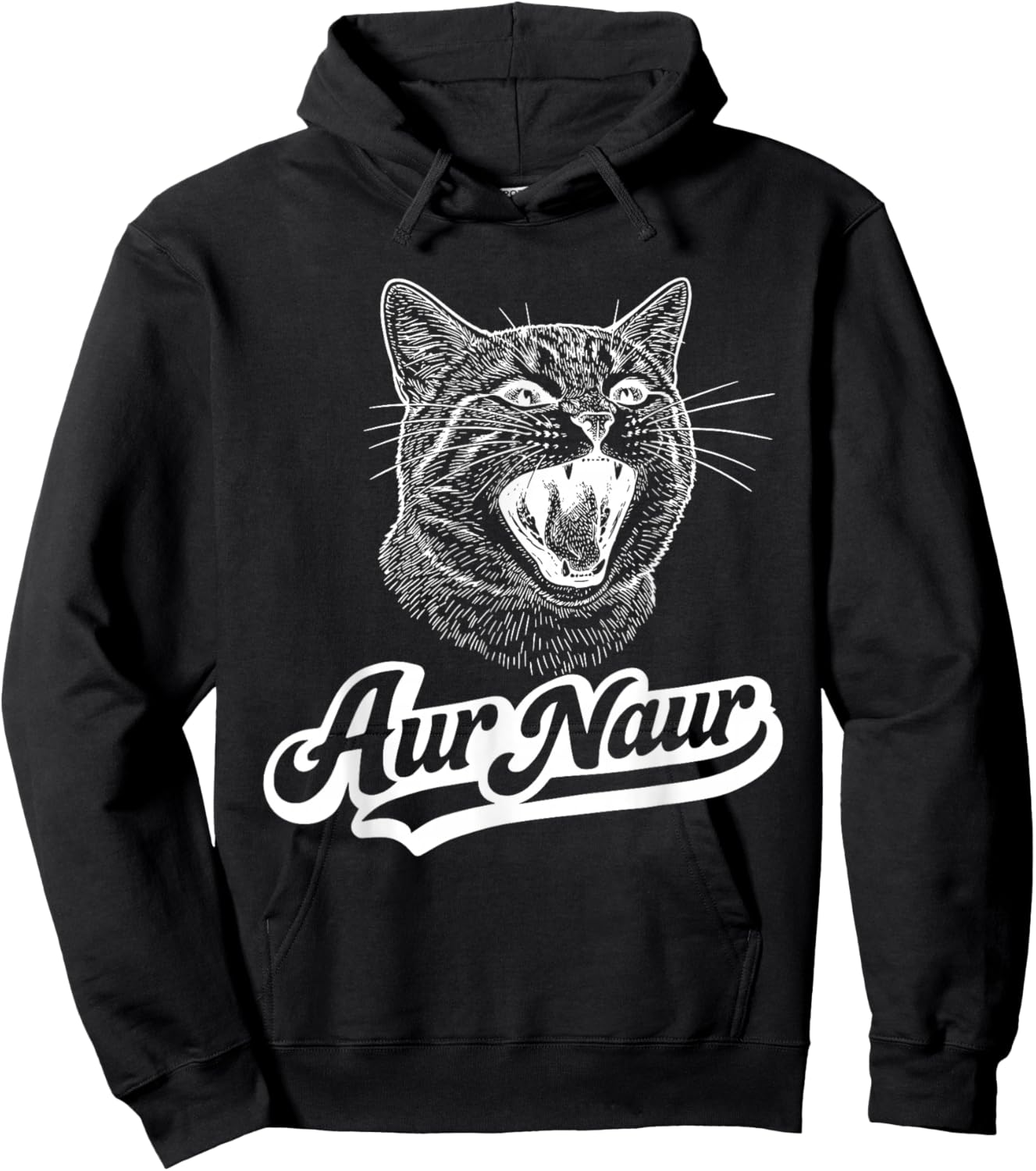 AUR Naur Cat Funny Sarcastic Oh No Australian Accent Hoodie - Hoodie | Black