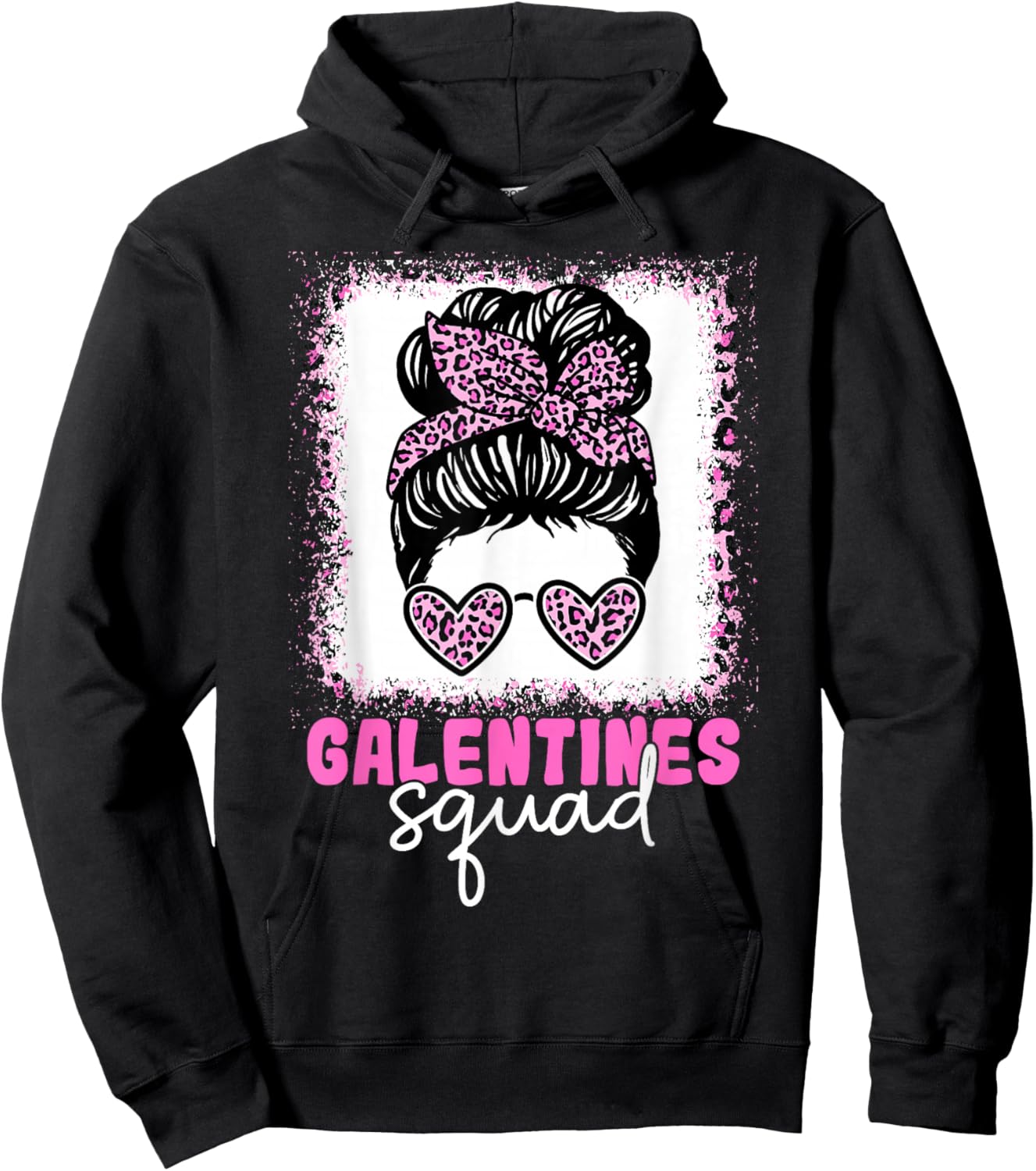 Galentines Squad Girls Night Besties Pink Hearts Hoodie - Hoodie | Black