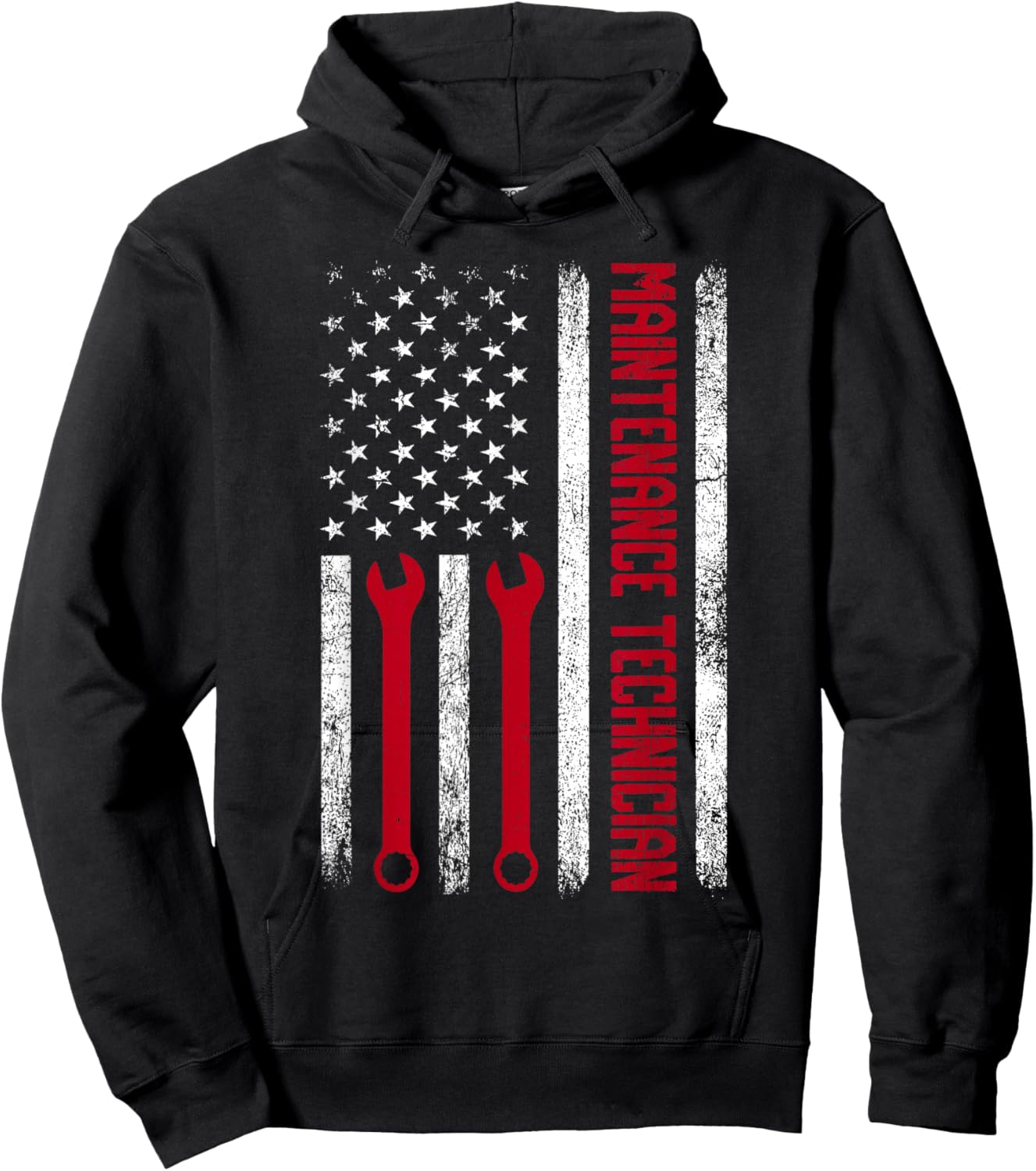 Funny Maintenance Technician American Flag Repairman Worker Hoodie - Hoodie | Black