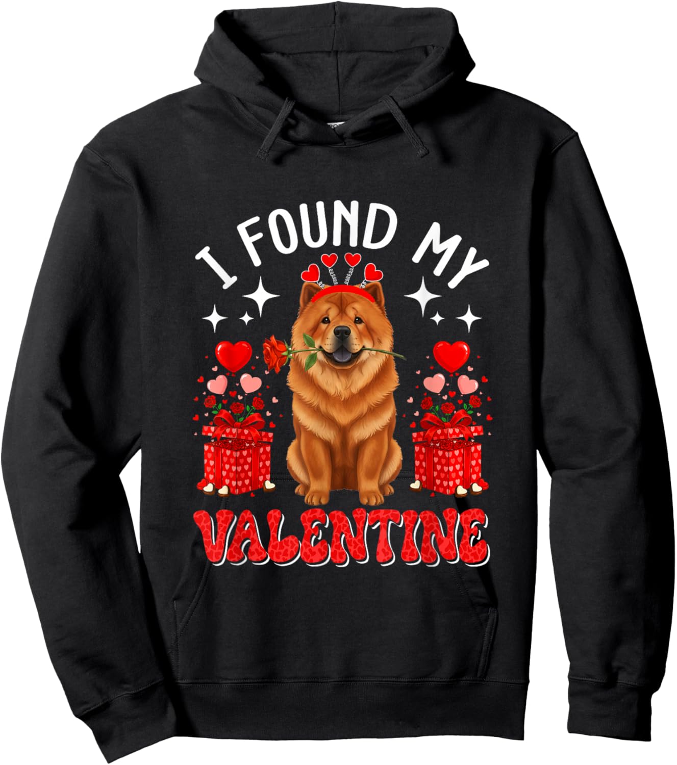 I Found My Valentine Chow Chow Owner Floral Roses Hearts Hoodie - Hoodie | Black