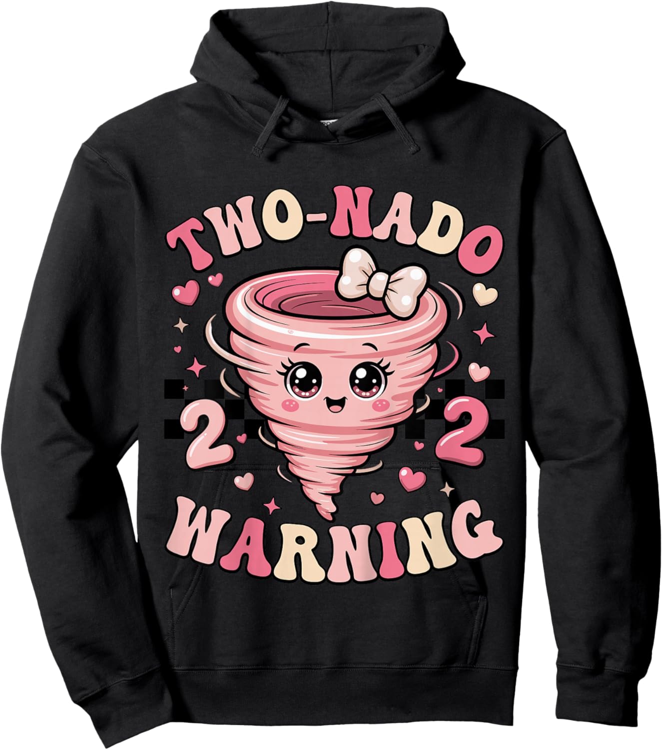Two Nado Warning Coquette Bow 2nd Birthday 2 Year Old Girls Hoodie - Hoodie | Black