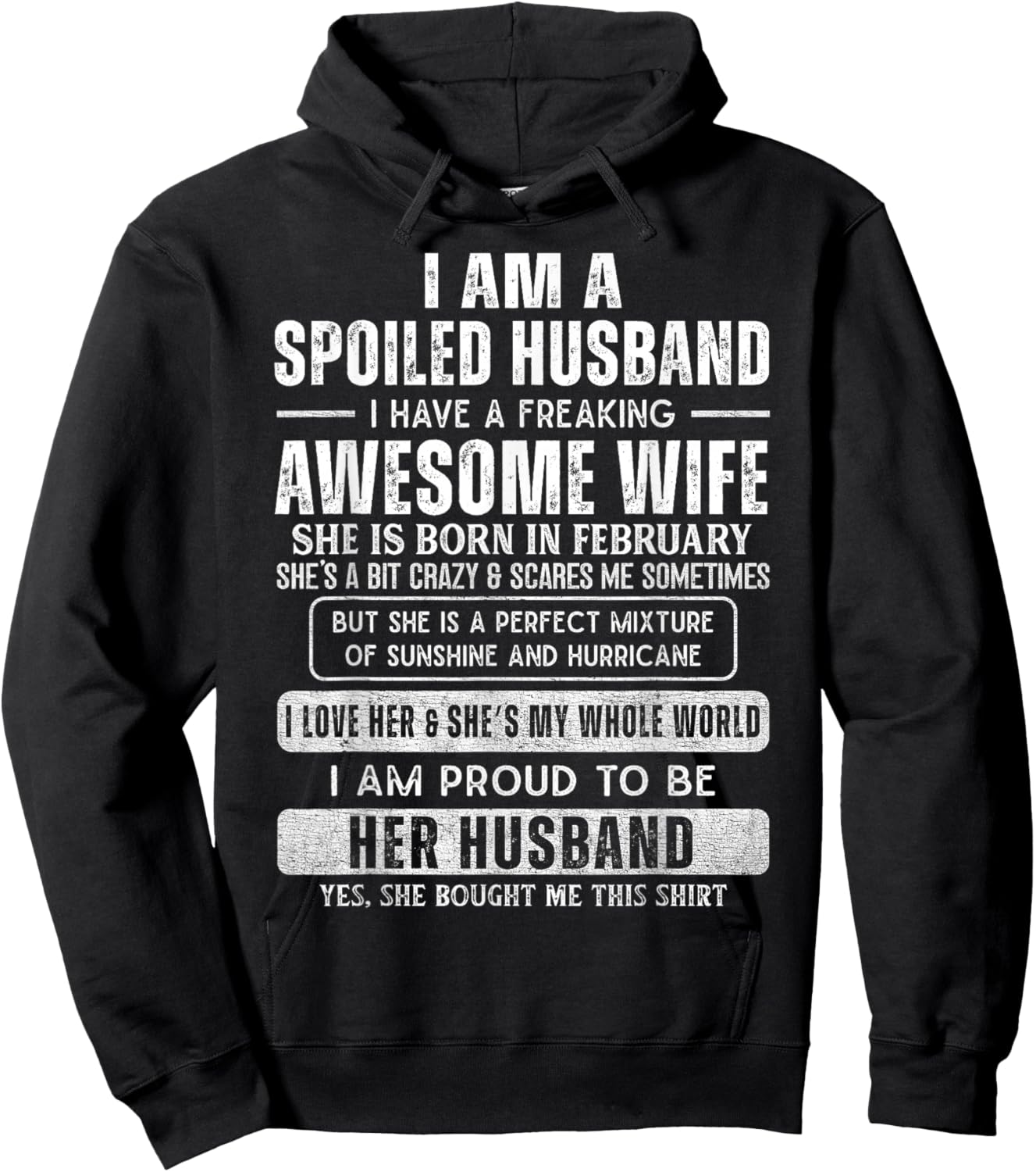 Spoiled Husband Married to a Freaking Awesome February Wife Hoodie - Hoodie | Black