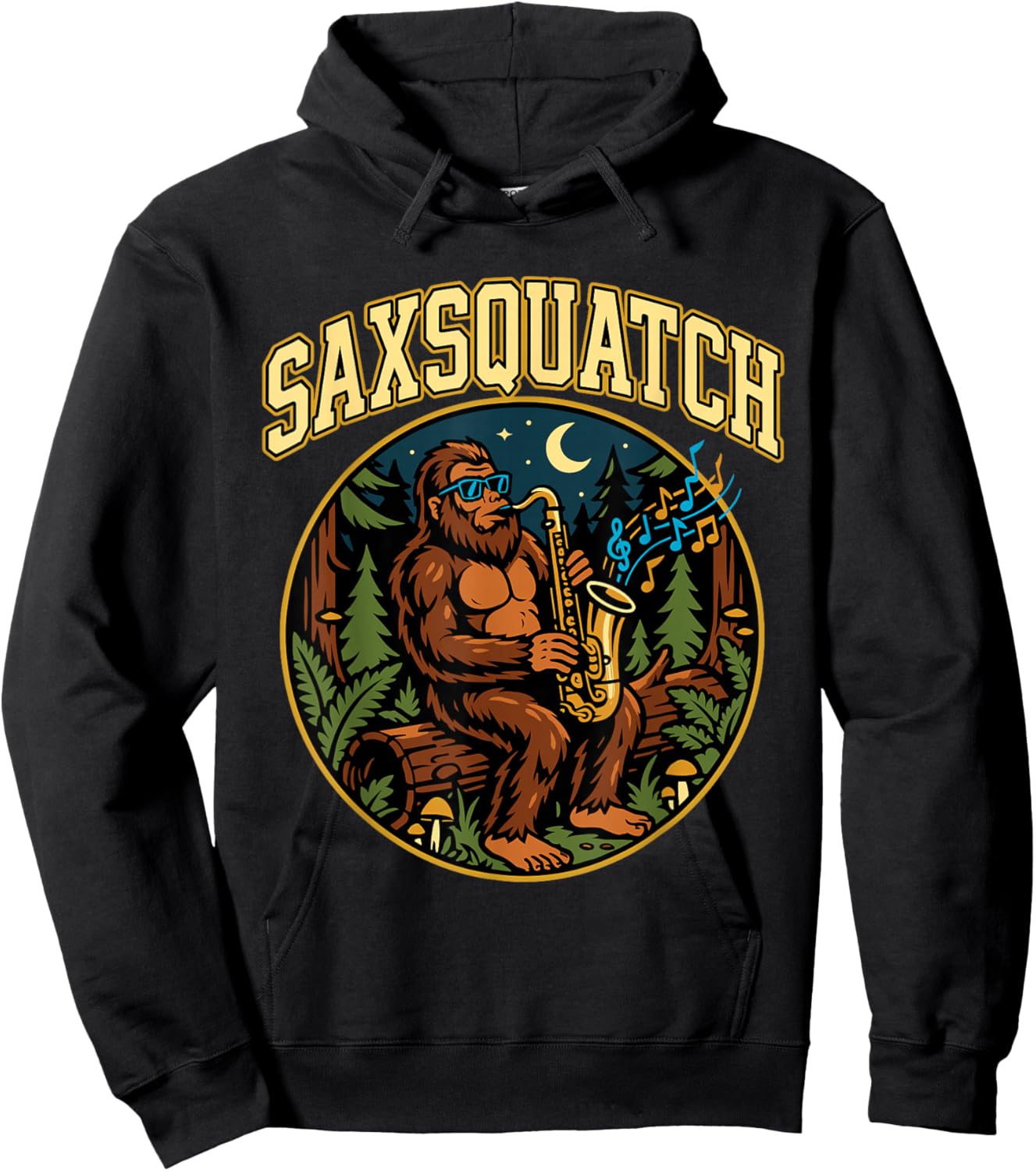 Saxsquatch Bigfoot Saxophone Player Jazz Music Humor Hoodie - Hoodie | Black