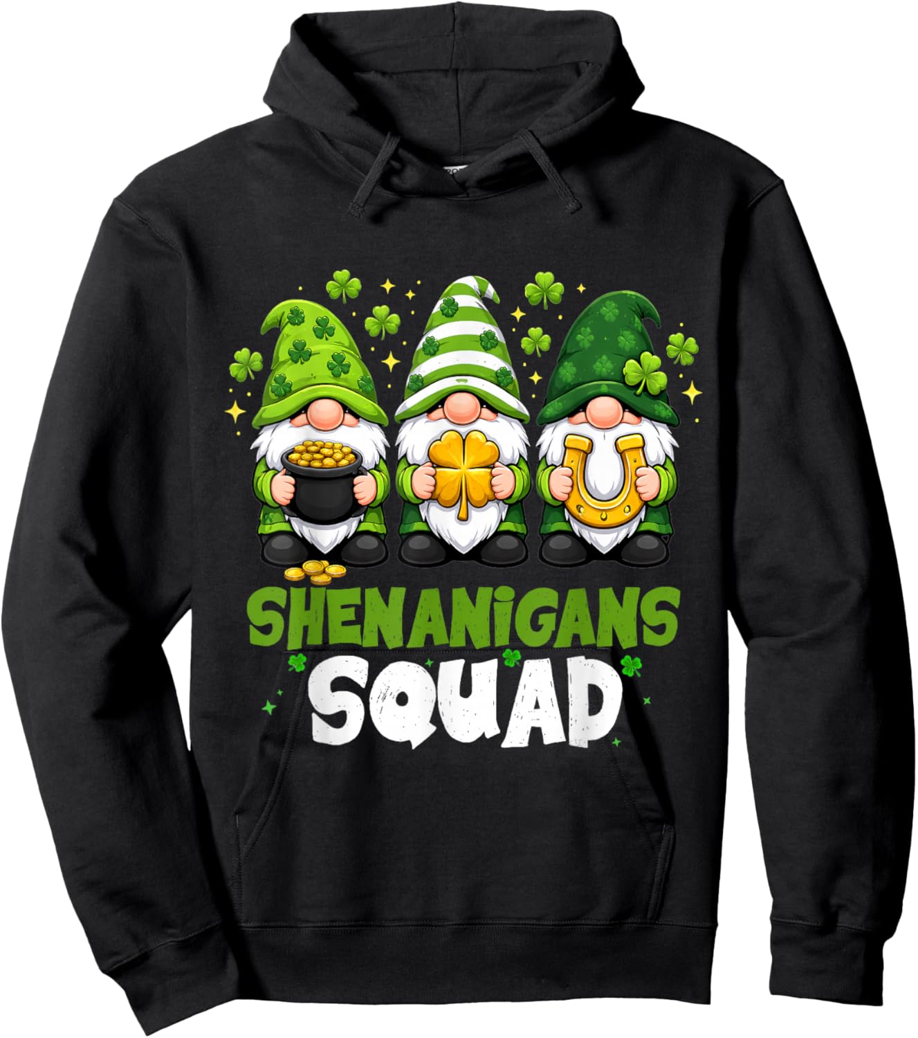 St Patricks Day Gnomes Shenanigans Squad Saint Pattys Hoodie - Hoodie | Black