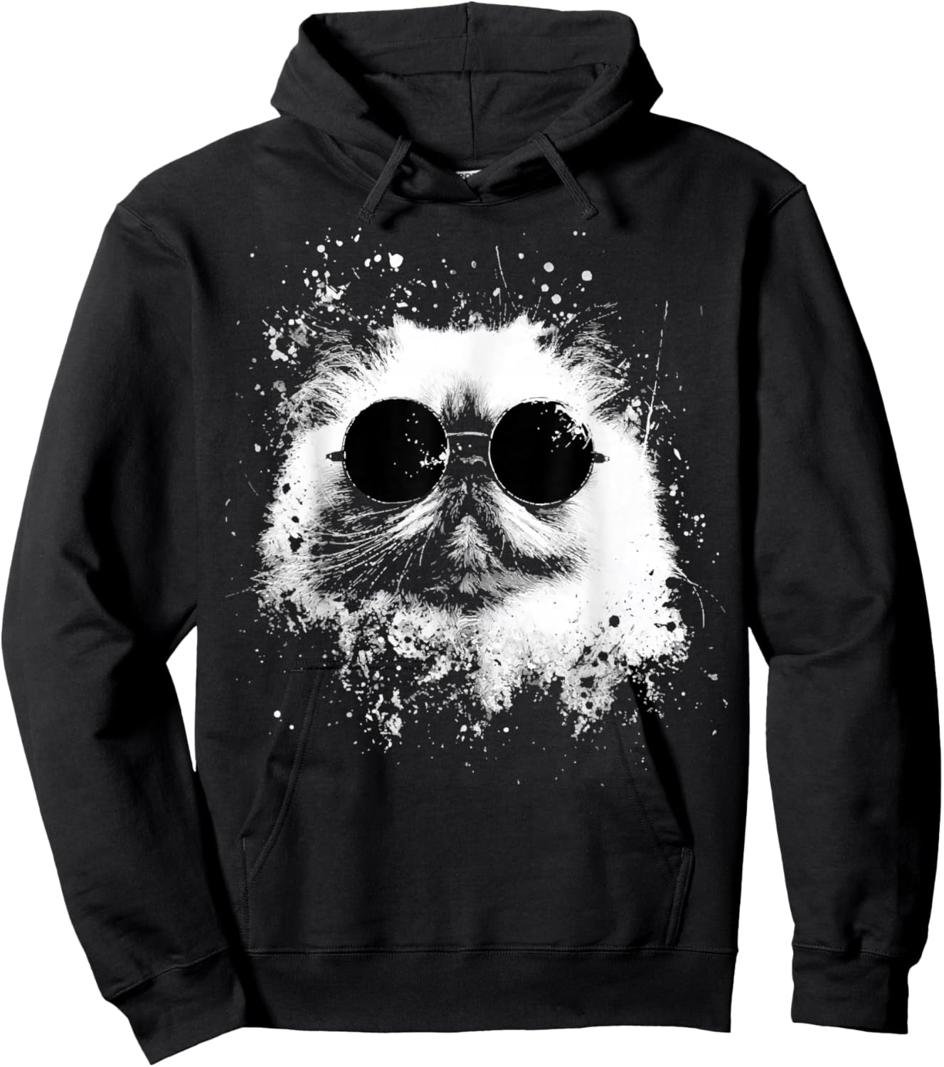 Himalayan Cat with Sunglasses Grunge Style Hipster Hoodie - Hoodie | Black