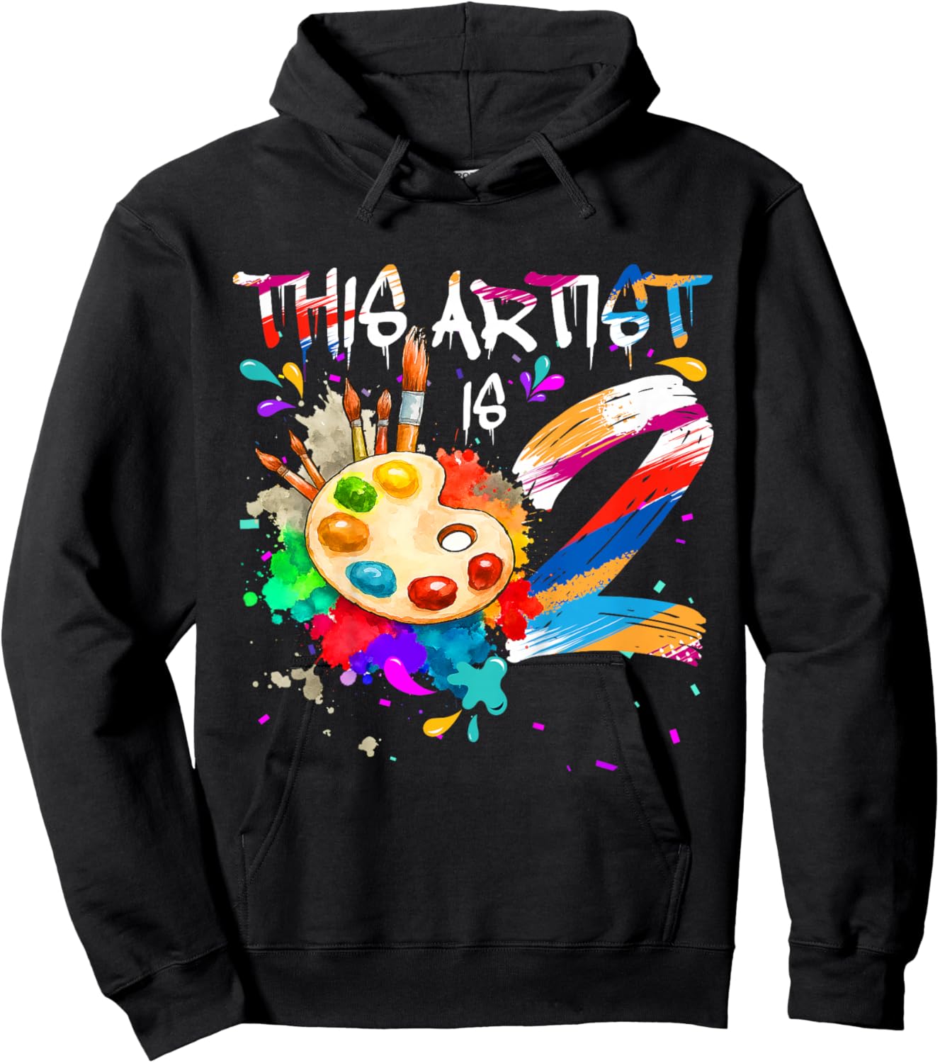 This Artist is 2 Years Old Birthday 2nd Painting Art Party Hoodie - Hoodie | Black