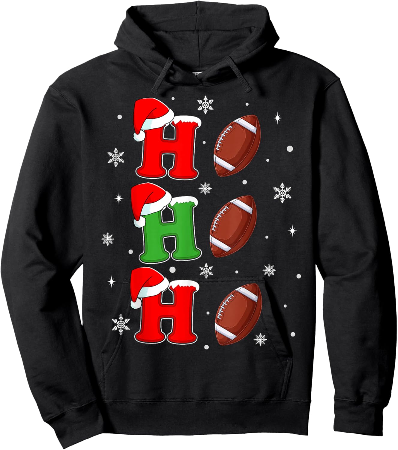 Ho Ho Ho Santa Football Christmas Sports Player Xmas Hoodie - Hoodie | Black