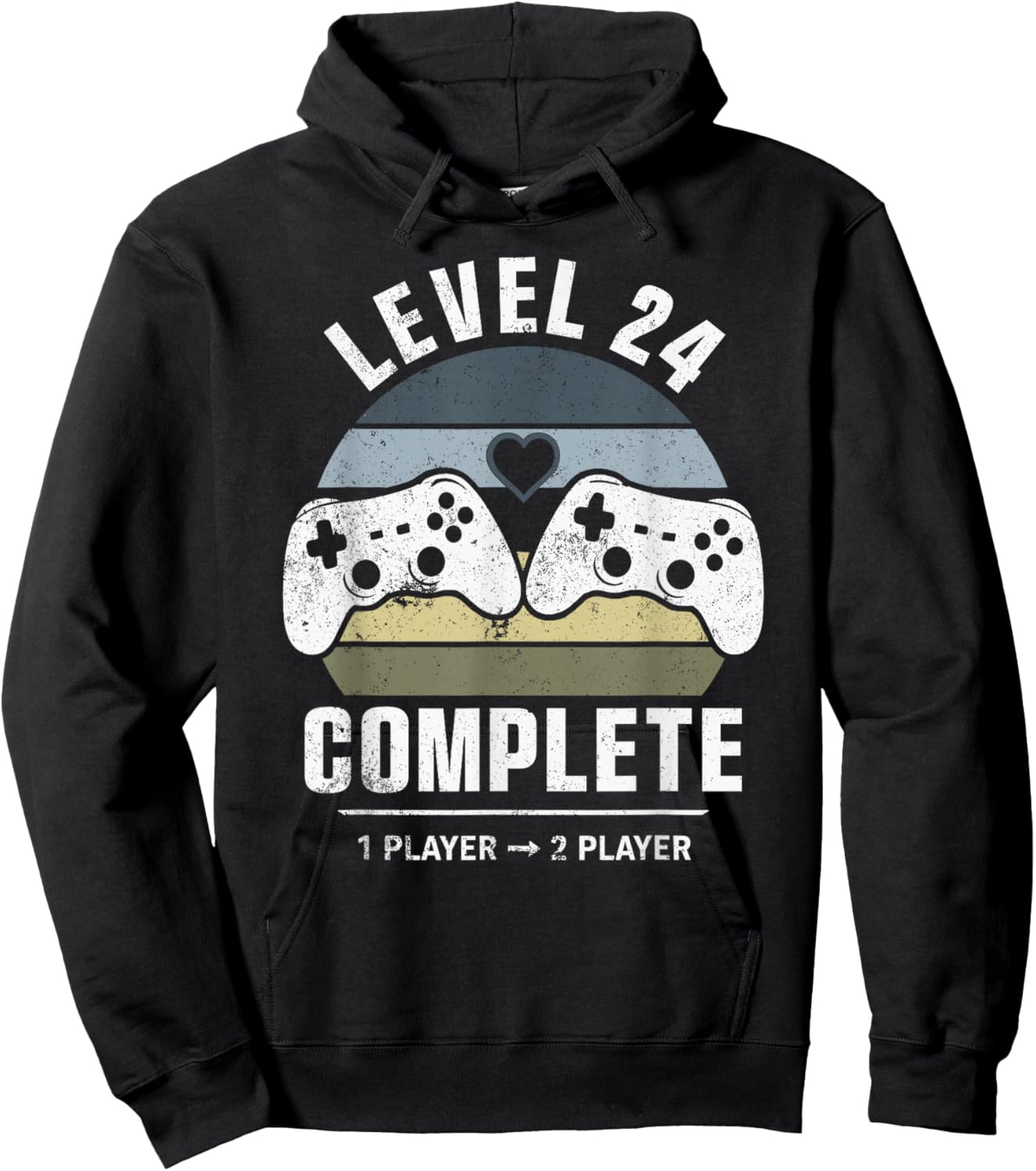 24th Wedding Anniversary Him Her Retro Level 24 Complete Hoodie - Hoodie | Black