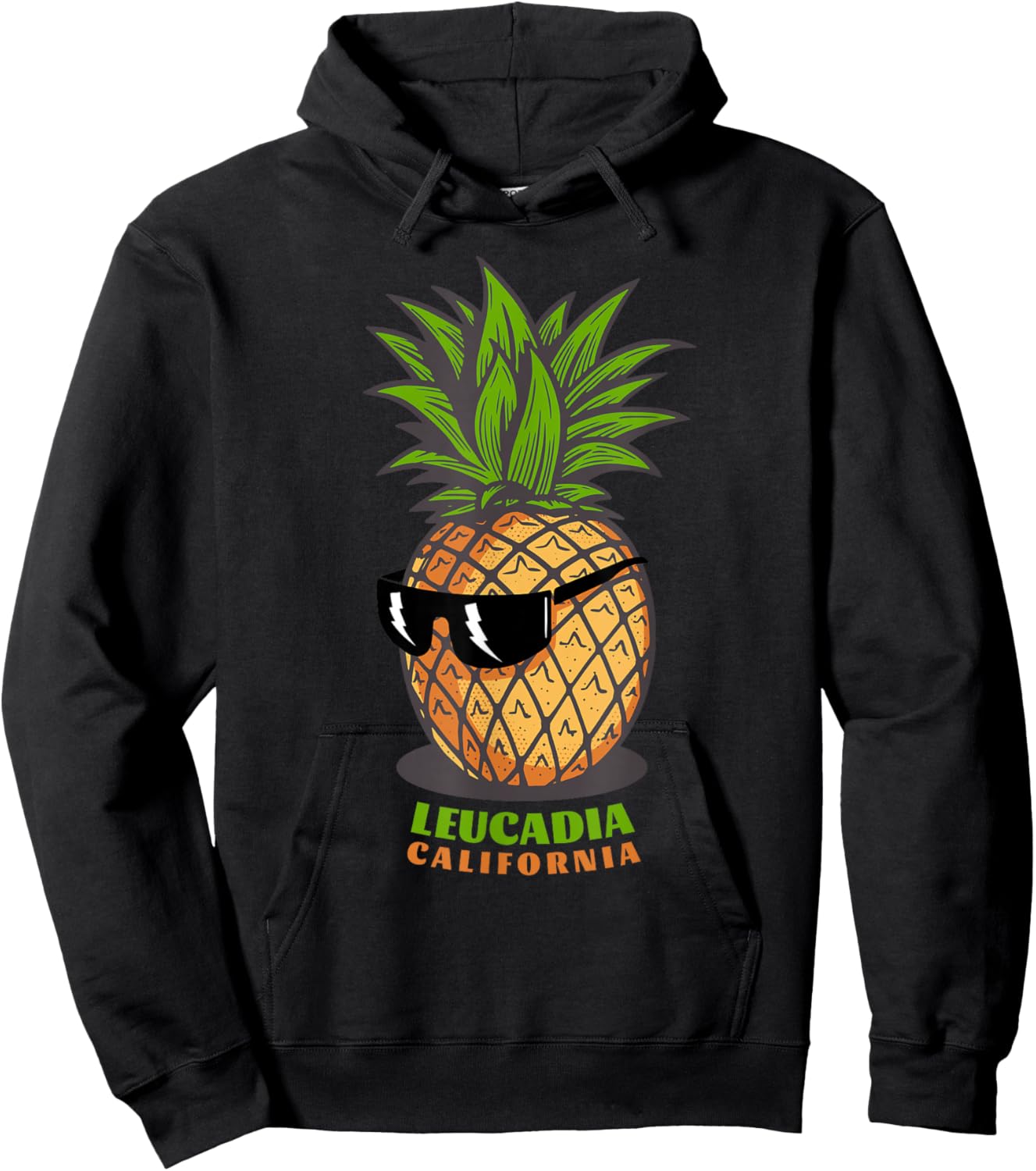 Leucadia California CA Cute Pineapple Sunglasses Vacation Hoodie - Hoodie | Black
