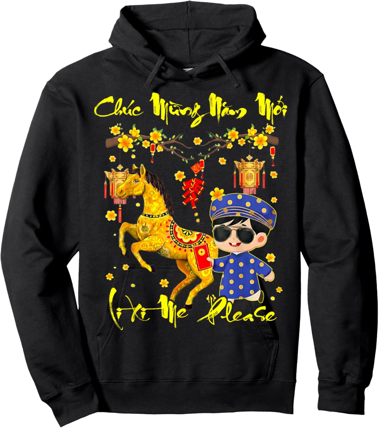 Li Xi Me Please Vietnamese Lunar New Year TET 2026 Boys Kids Hoodie - Hoodie | Black