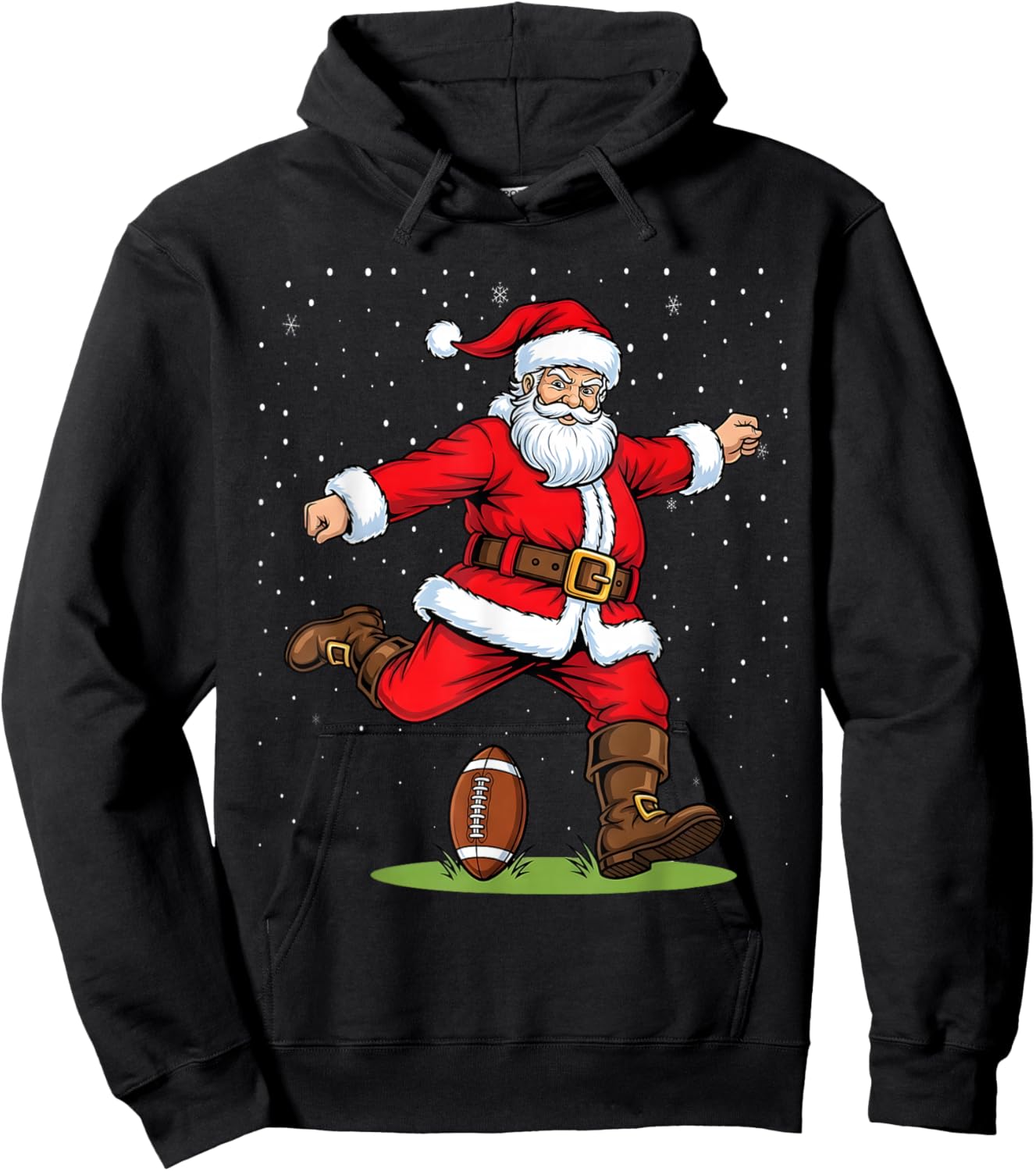 Funny Santa Football Christmas Hoodie - Hoodie | Black