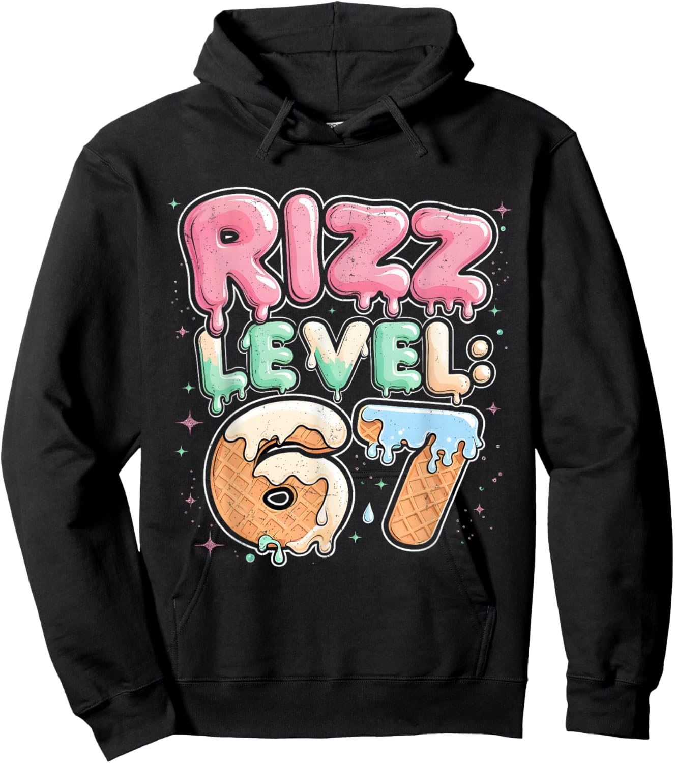 67 Ice Cream Drip Cool Meme Six Seven Gen Alpha Slang Hoodie - Hoodie | Black
