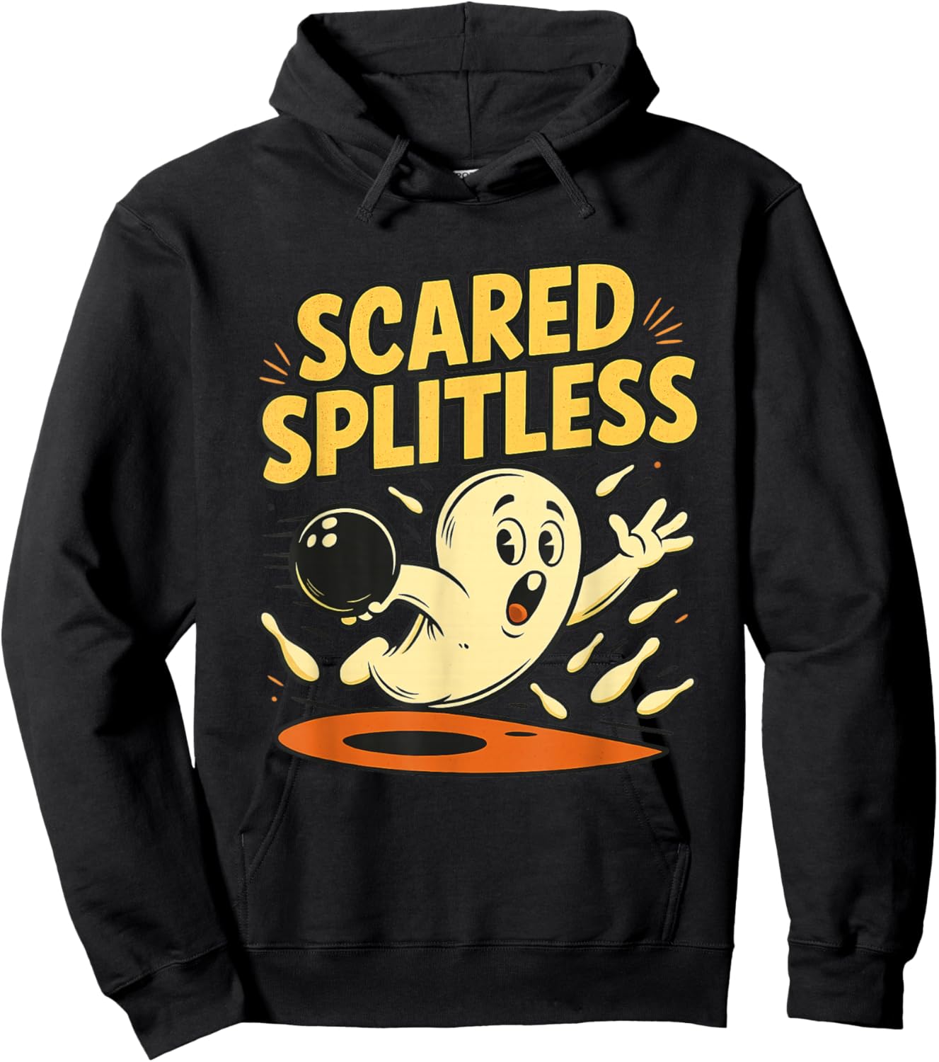 Funny Halloween Bowling, Scared Splitless Bowler Apparel Hoodie - Hoodie | Black