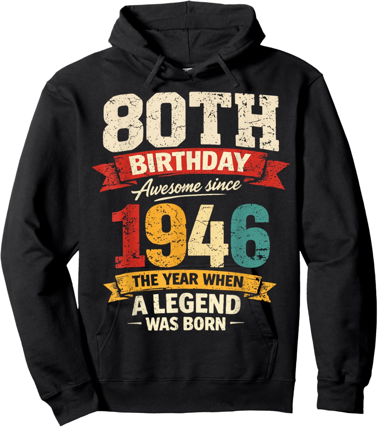 80 Year Old Vintage Awesome Since 1946 80th Birthday Hoodie - Hoodie | Black