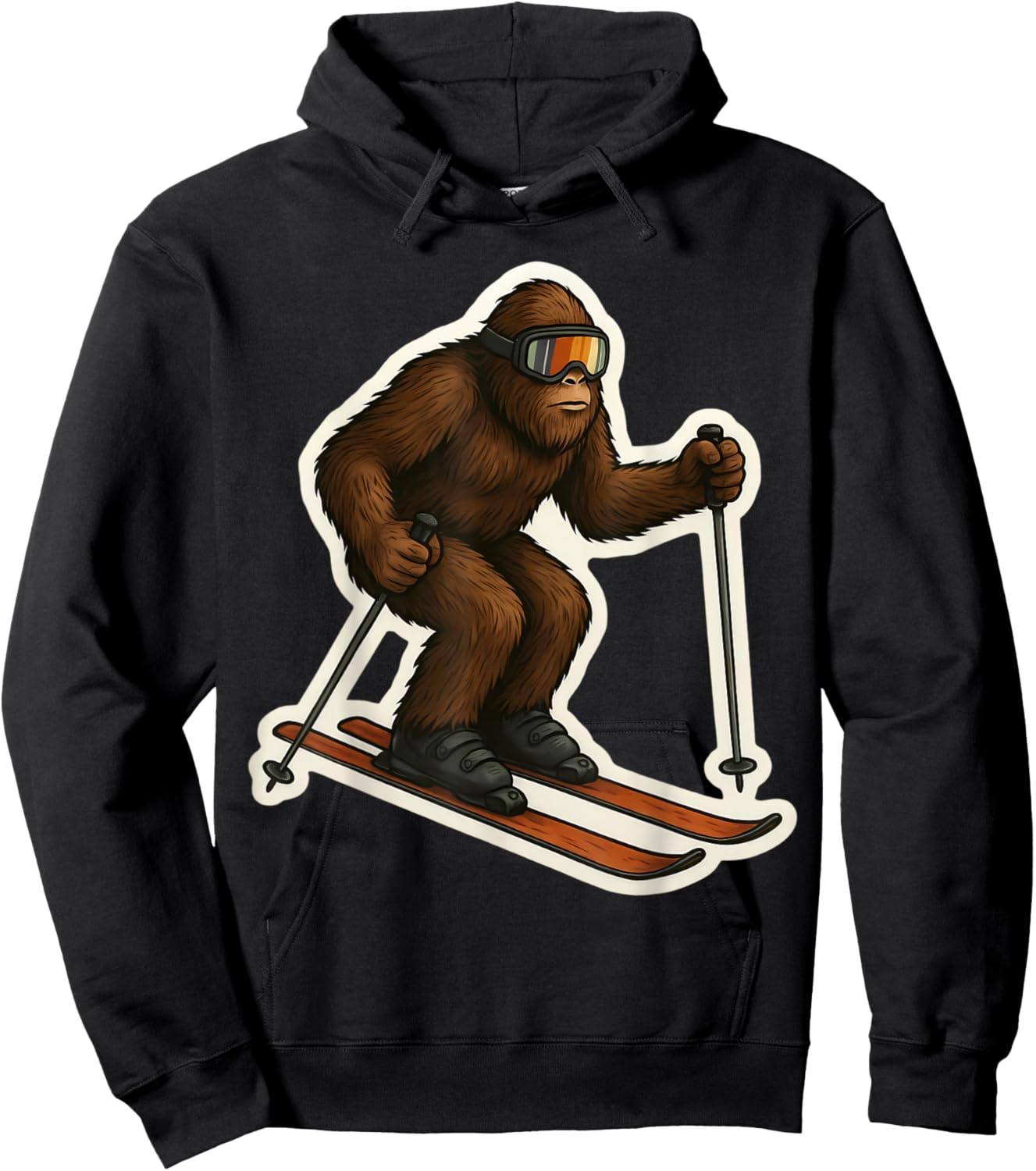 Sasquatch Skiing Snow Big-Foot Skier Big Foot Ski Mountains Hoodie - Hoodie | Black