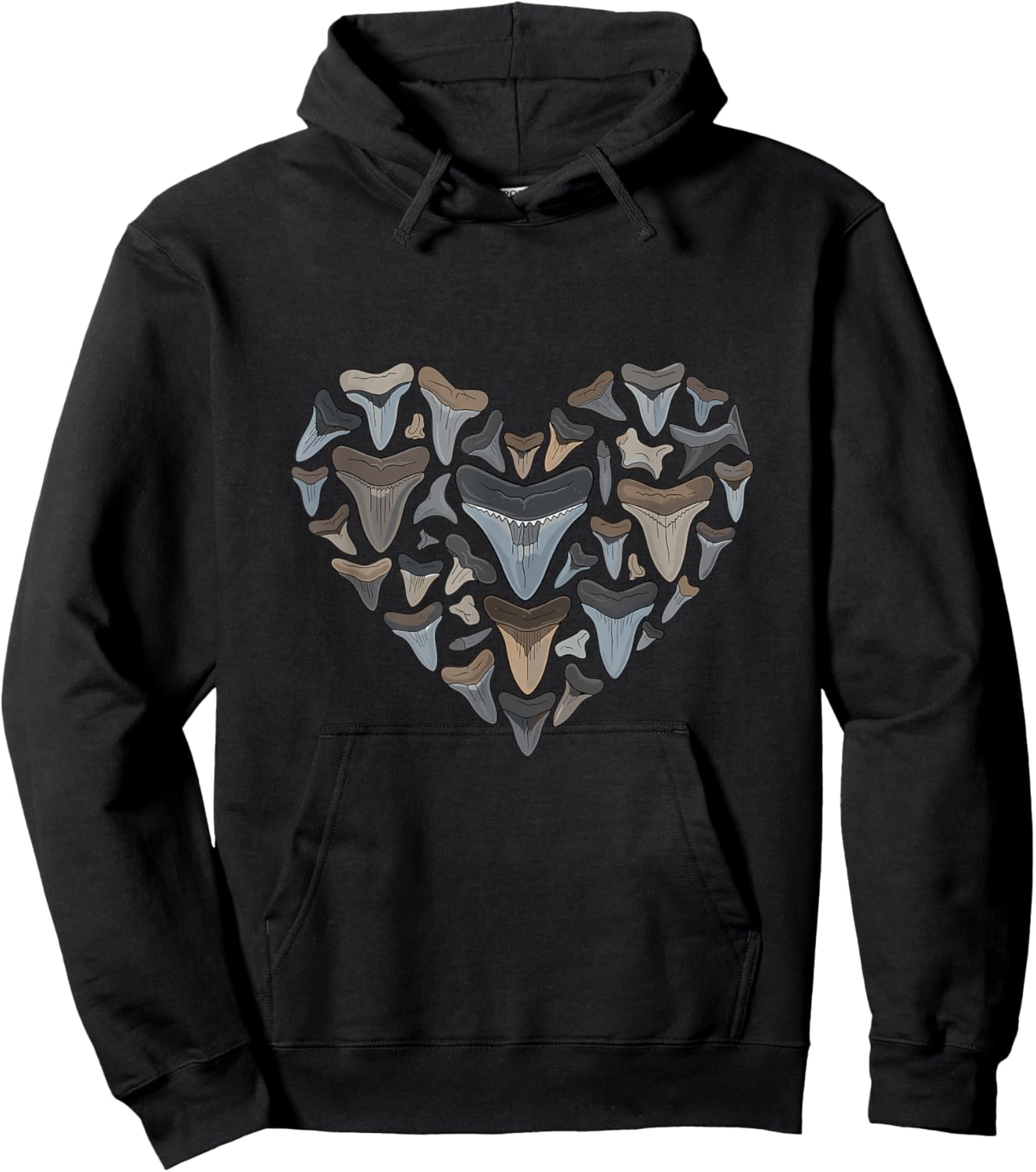Shark Tooth Heart Fossil Collector Ocean Lover Hoodie - Hoodie | Black