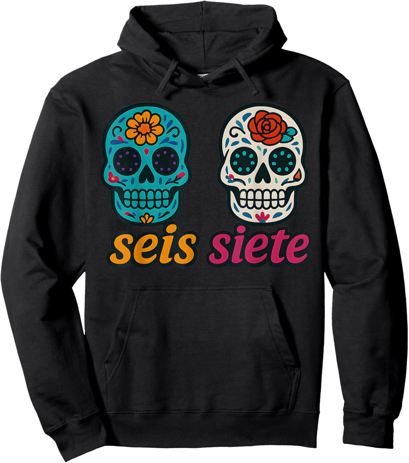 SEIS Siete Mexican Los Muertos Calaveras Sugar Skull 67 Boys Hoodie - Hoodie | Black