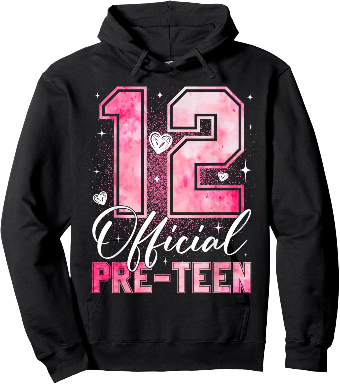 12 Years Old Official Pre-Teen 12th Birthday Girls Kids Hoodie - Hoodie | Black