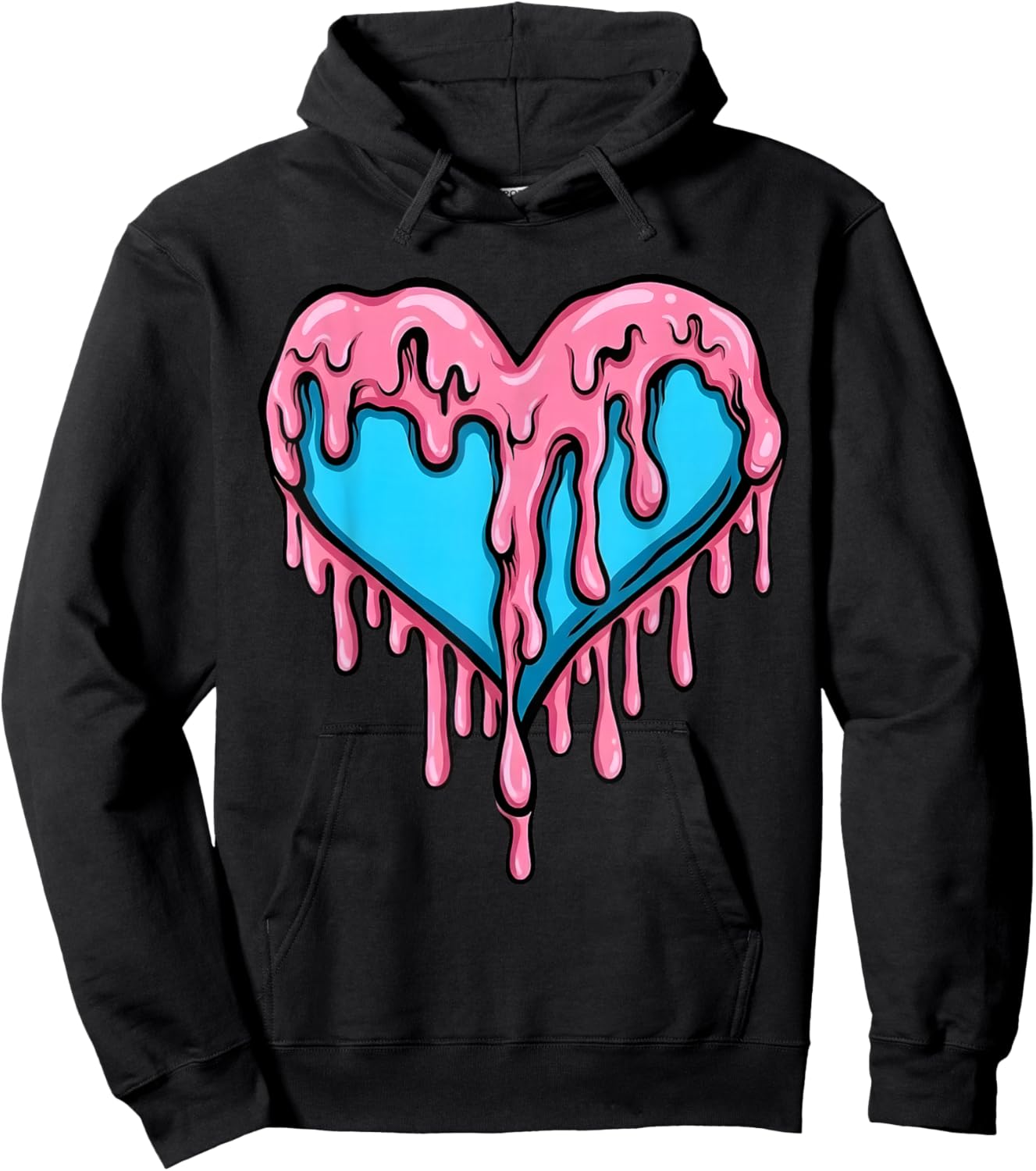 Gamma Blue Art Heart Ice Cream Dripping Valentine Day Hoodie - Hoodie | Black