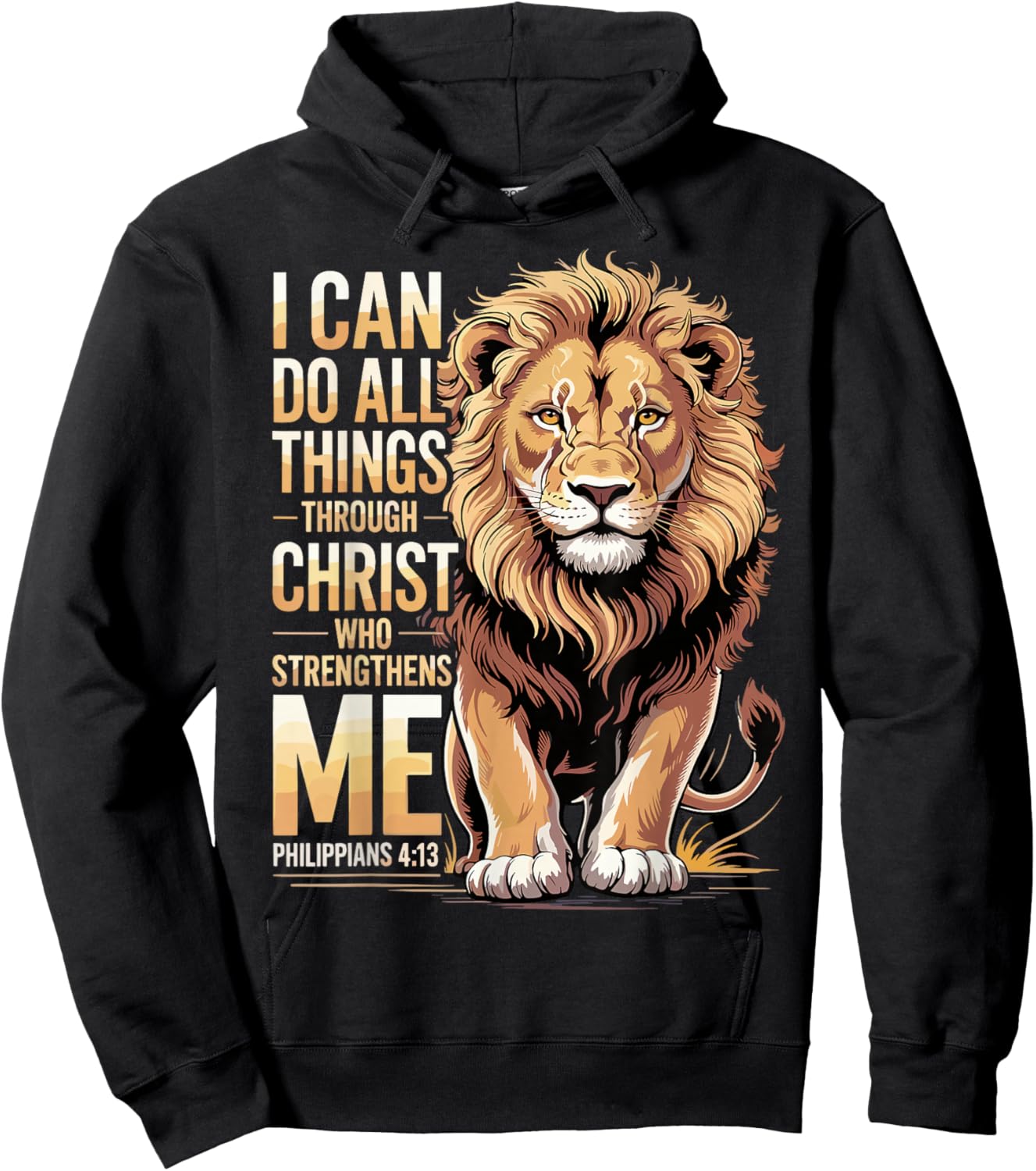 Philippians 4 13 Christian Religious Lion Faith Hoodie - Hoodie | Black