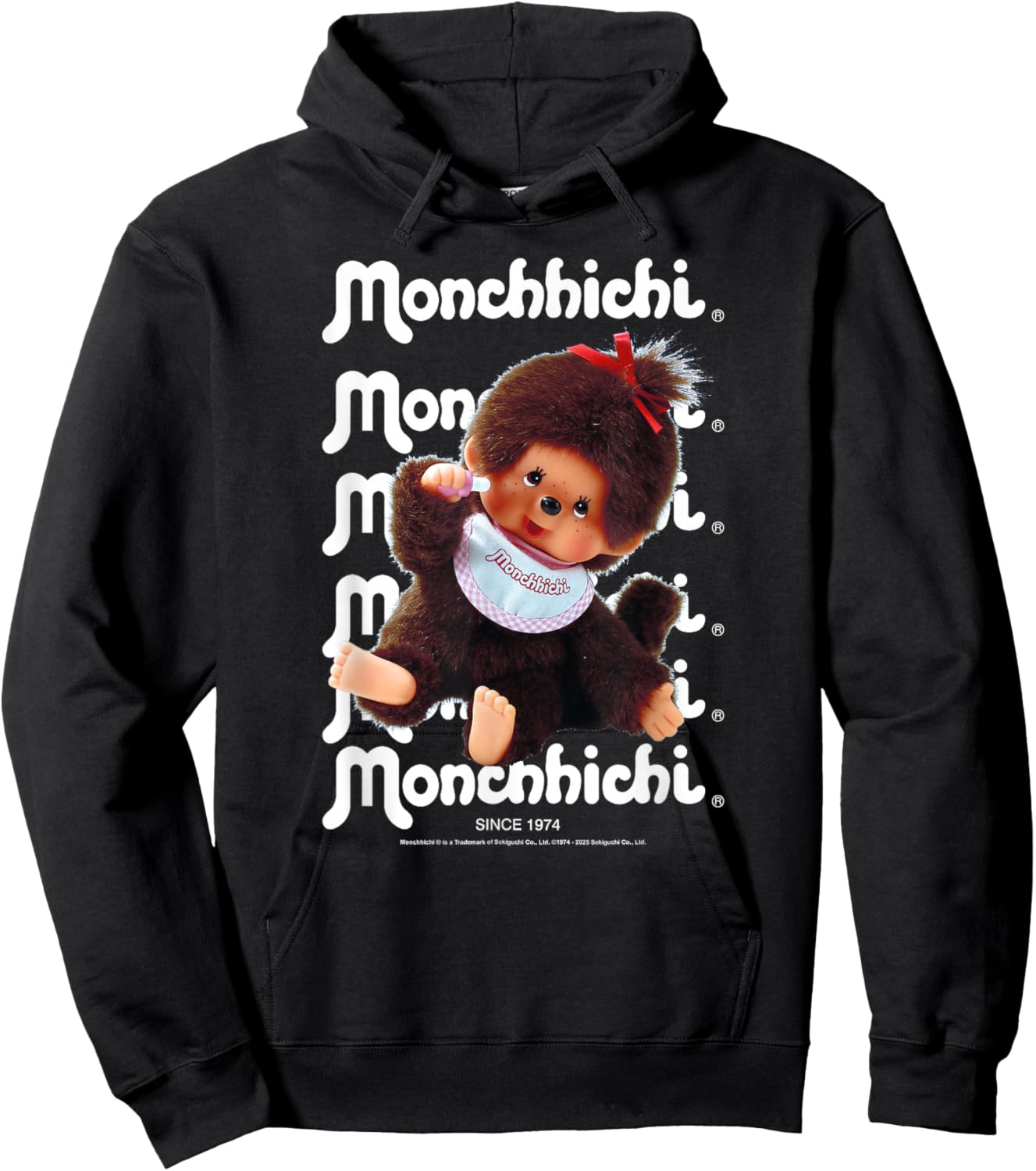 Monchhichi Cute Thumbs Up Fluffy Little Guy Vintage Photo Hoodie - Hoodie | Black